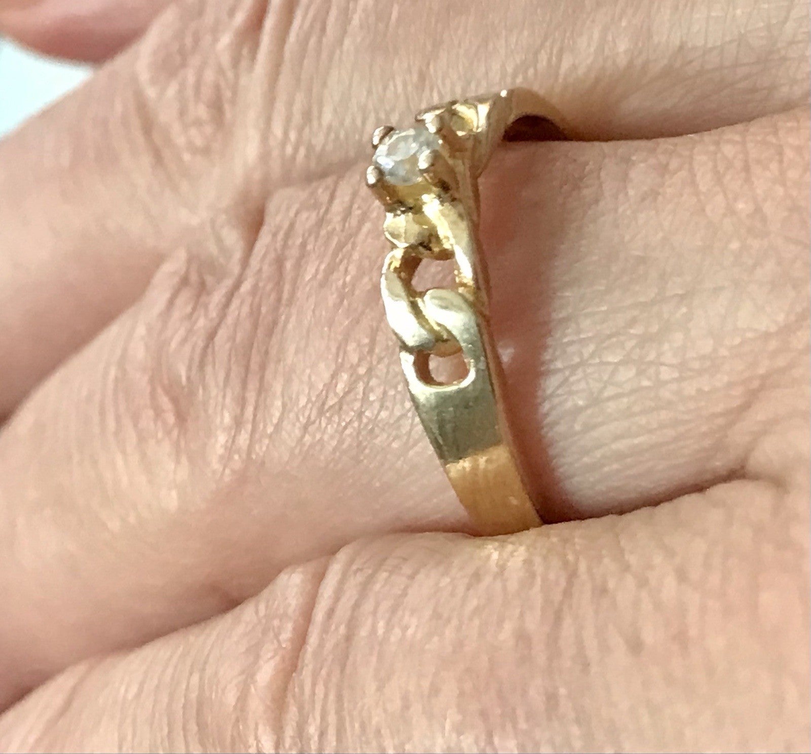 Vintage Damen Ring Silber 925 Gr.59 farbloser Stein Solitär 18,8 vergoldet