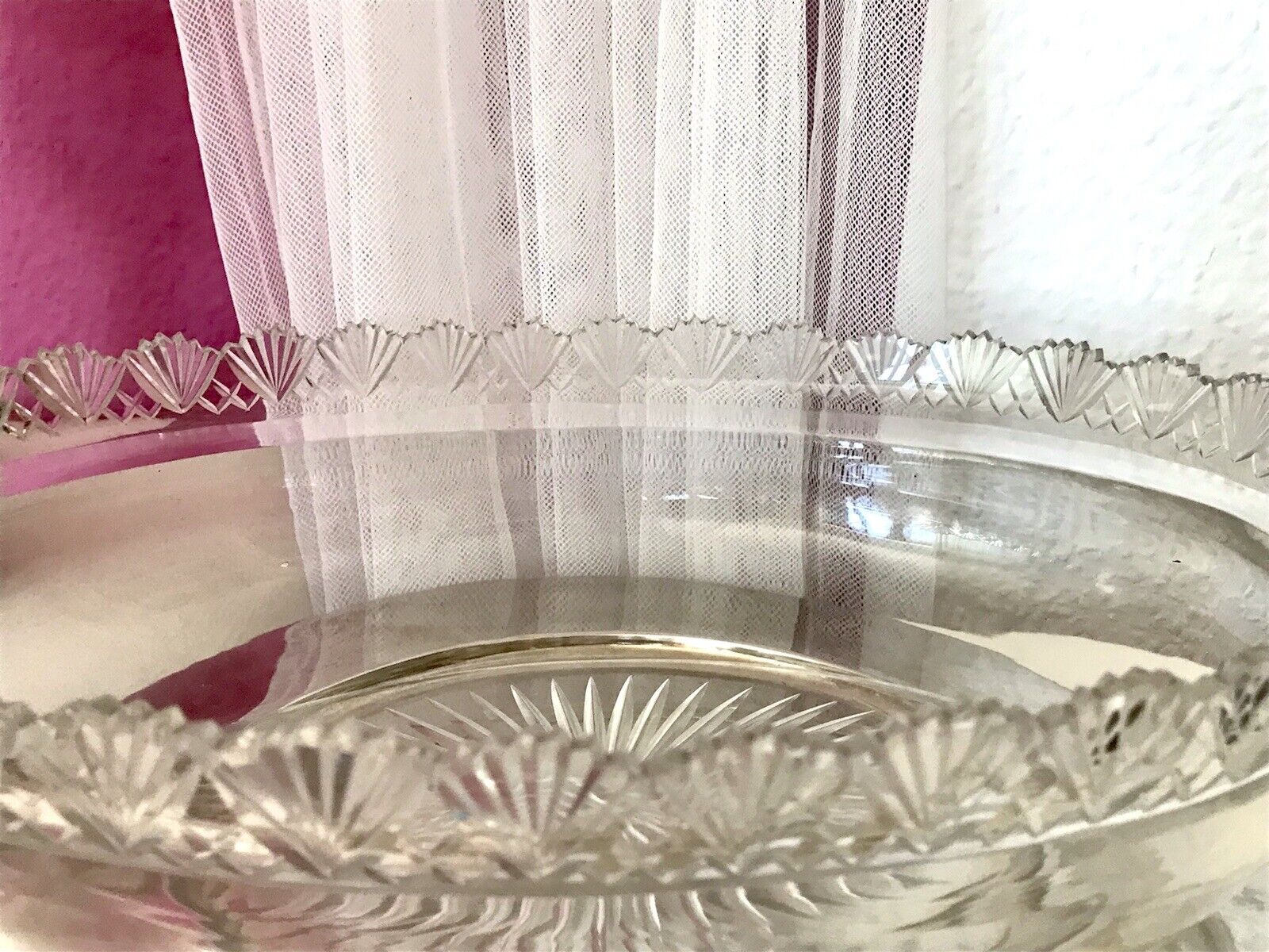 Antik Groß Bleikristall Schale Glasschale Jardiniere Kristallglas Glaseinsatz