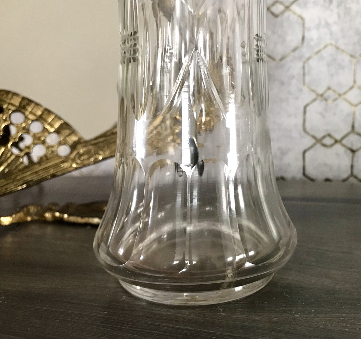 Antik Karaffe Dekanter Metallmontur versilbert? Kristallglas Schliff Edel!