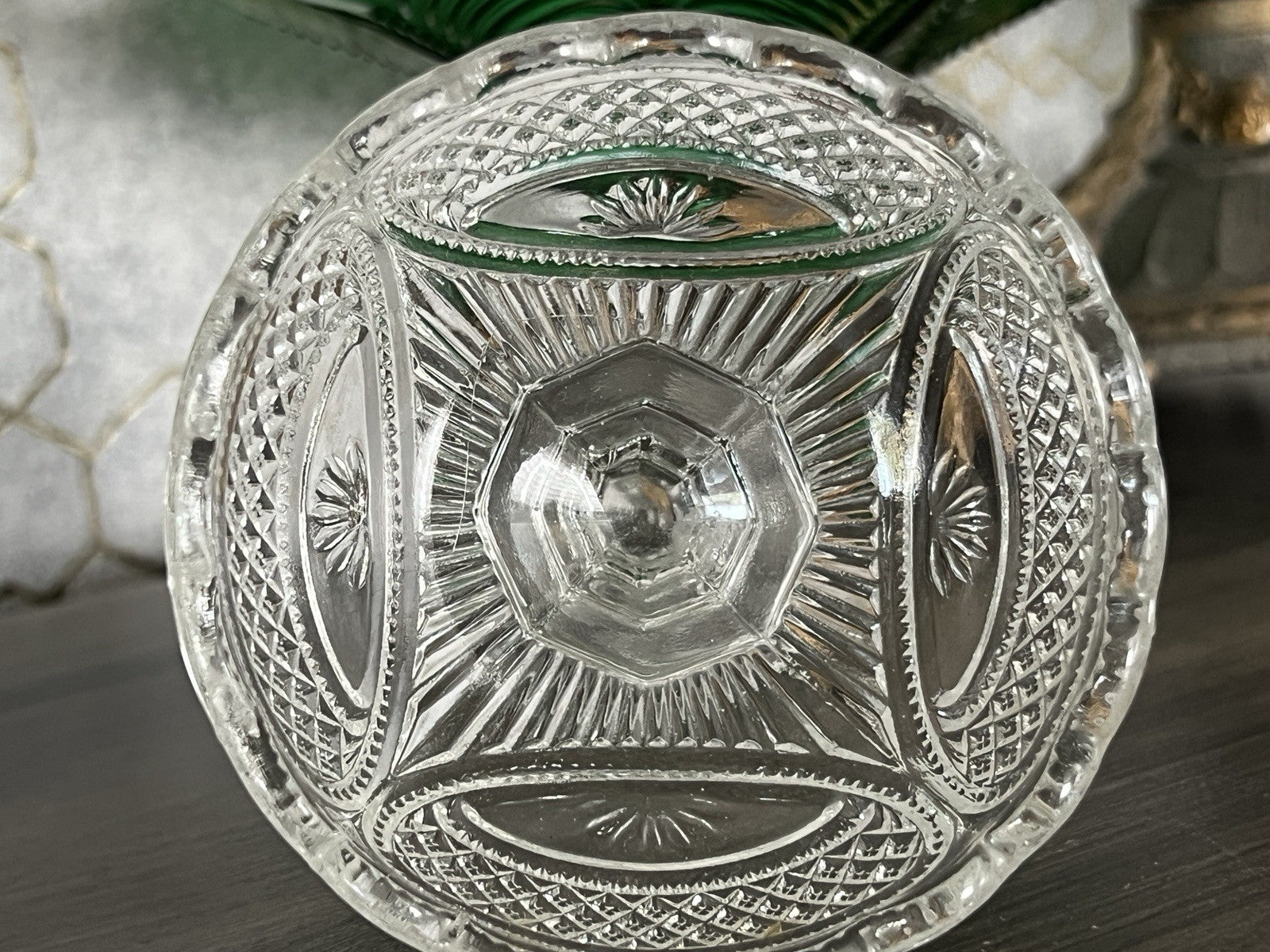 Antik Jugendstil Art Deco Pressglas Glas Fußschale Schale Zuckerschale