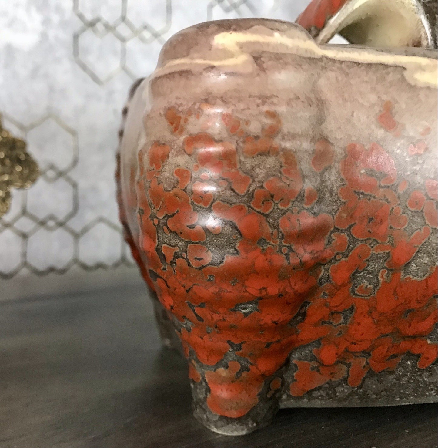 Antik Art Déco Strehla Keramik Dose Deckeldose Konfektdose Handarbeit