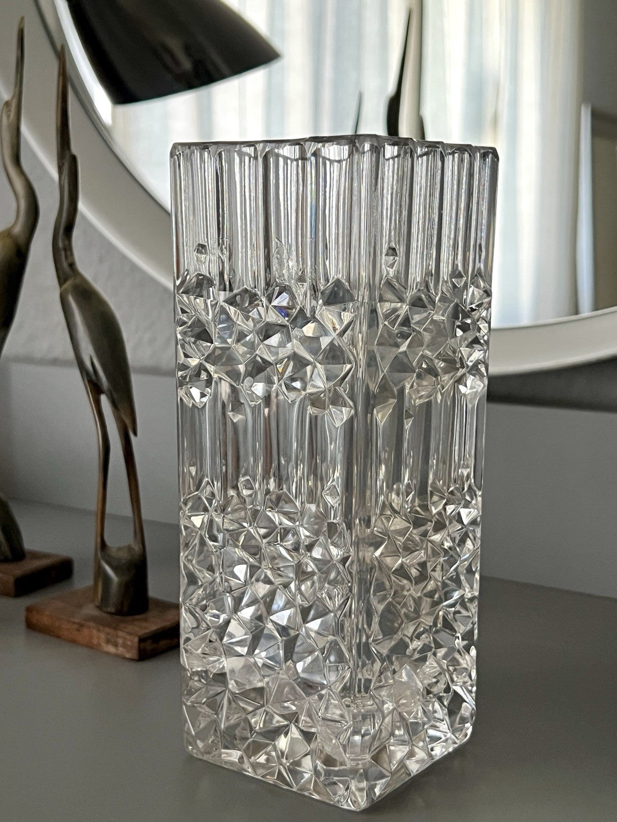 Vintage MCM Vase Blockvase Glasvase Glas Bleikristall Kristallglas Nachtmann?