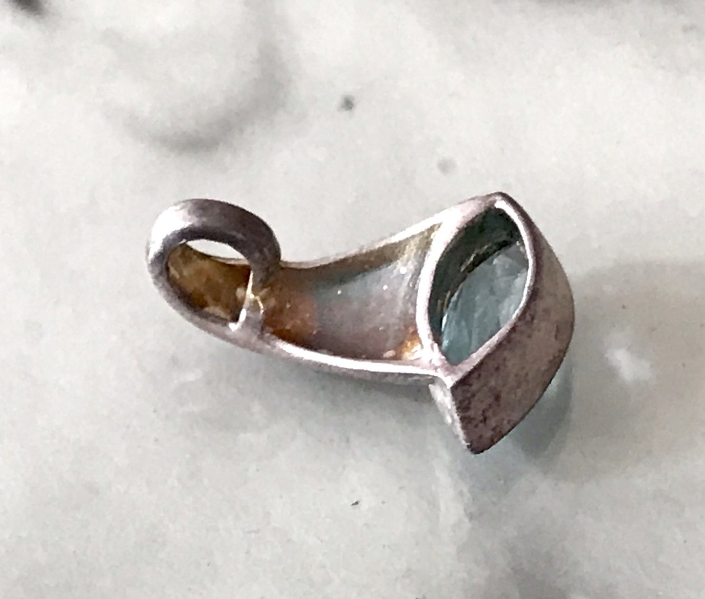 Vintage Kettenanhänger Anhänger Silber blauer Stein Designer