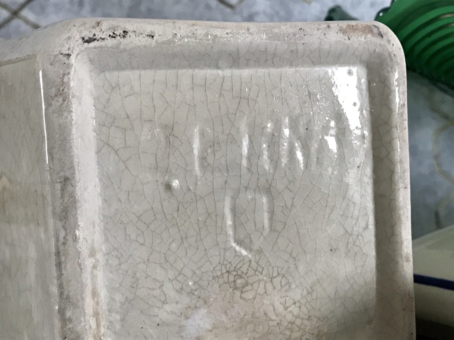 Antik Jugendstil Vorratsgefäß Gerste Gefäß Vorratsdose Porzellan creme blau