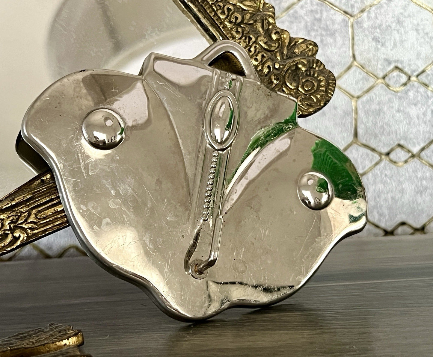 Antik Jugendstil Haken Handtuchhaken Kleiderhaken Metall verchromt? vernickelt?