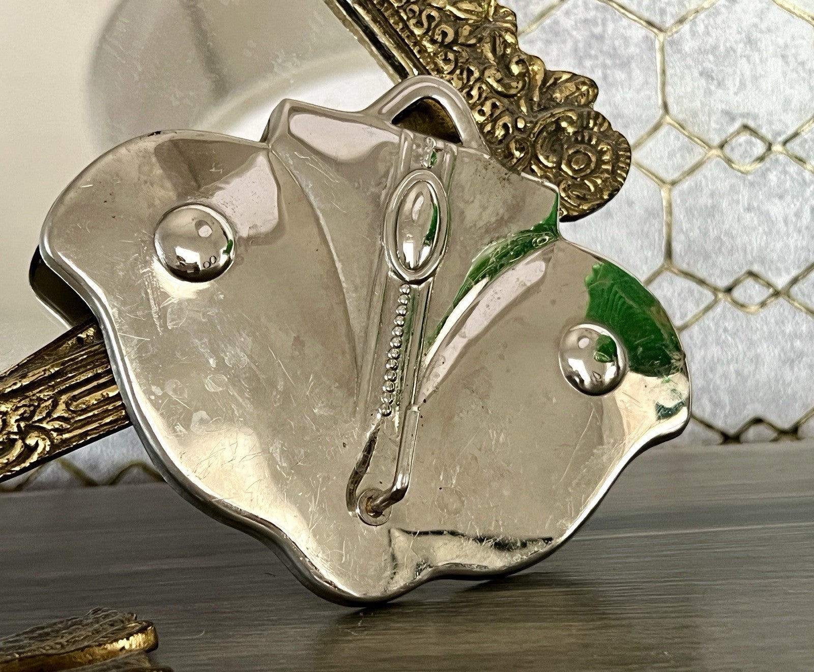 Antik Jugendstil Haken Handtuchhaken Kleiderhaken Metall verchromt? vernickelt?