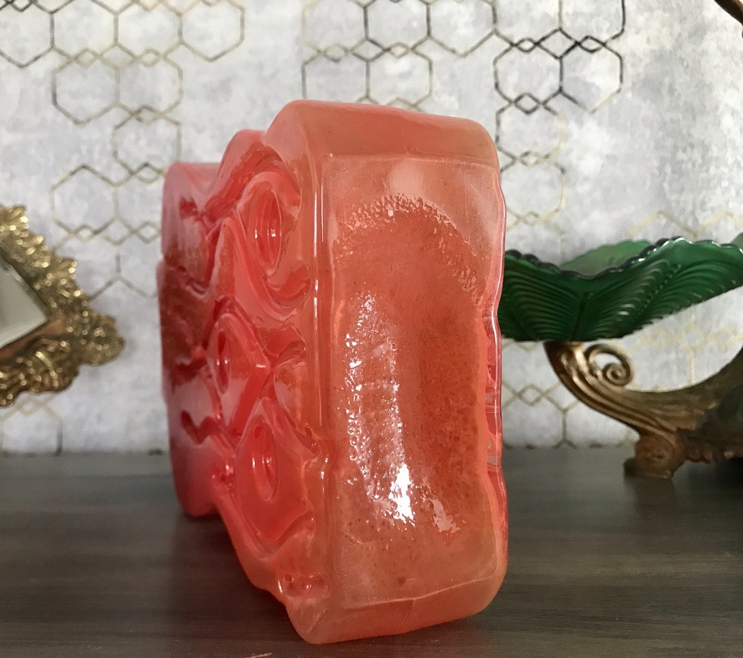 Vintage 70er Design Glasvase Glas Rot Orange Vase Pop Art Hirschberg