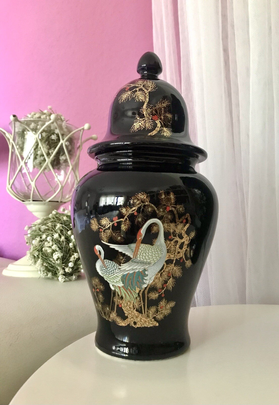 Vintage 1 Porzellan Prunkvase Deckelvase Vase Italien MCModernistisch schwarz