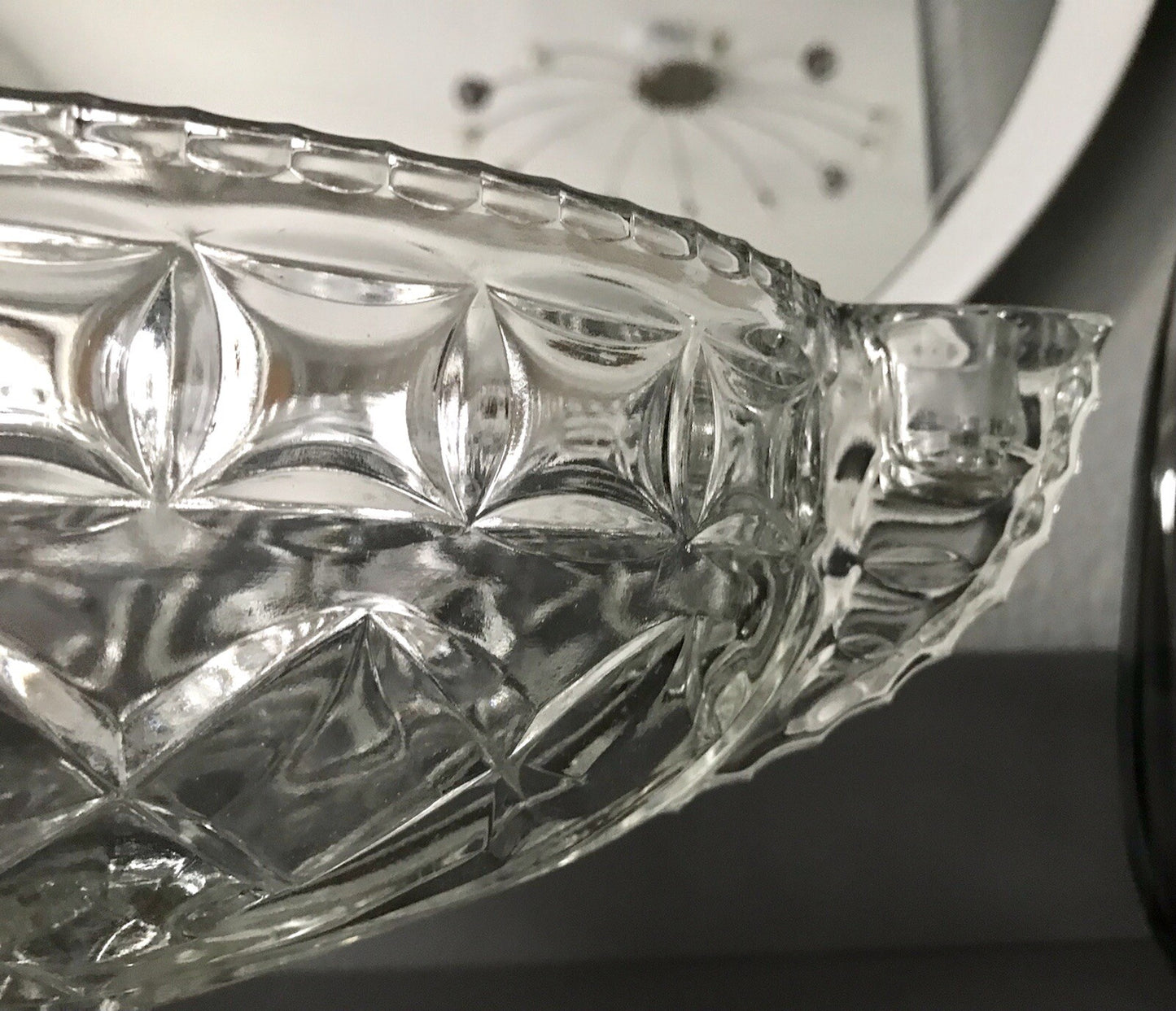 Antik Art Déco Pressglas Glas Schale Fußschale Tafelaufsatz England Jardiniere