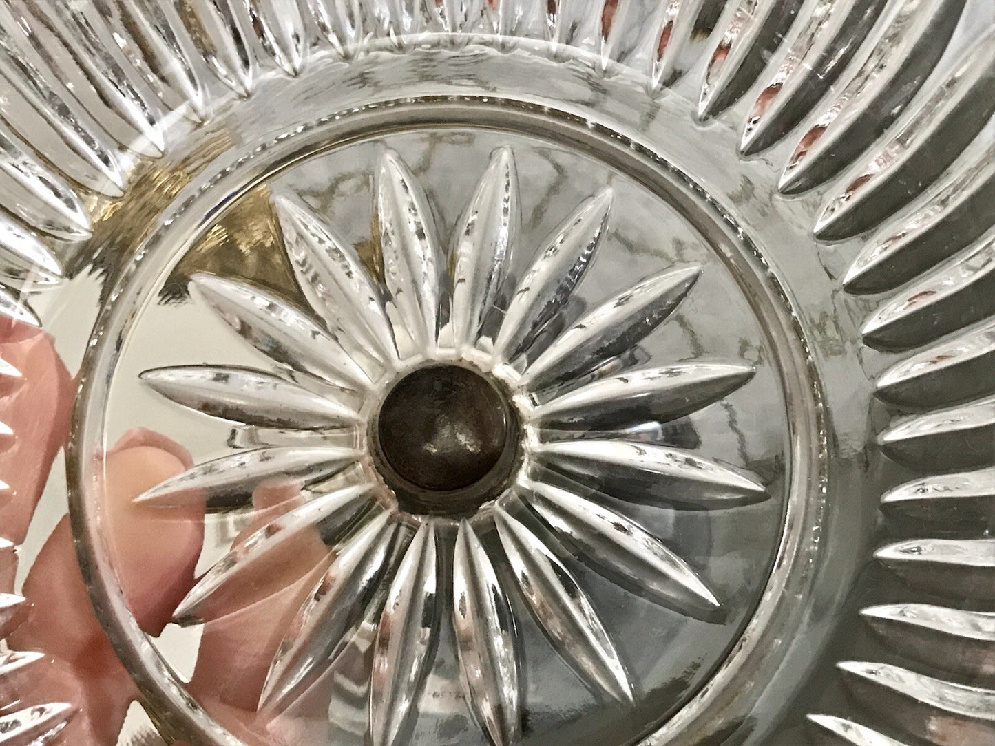 Vintage Glasschale Fußschale  Schale Glas versilberte Montur Kristallglas?