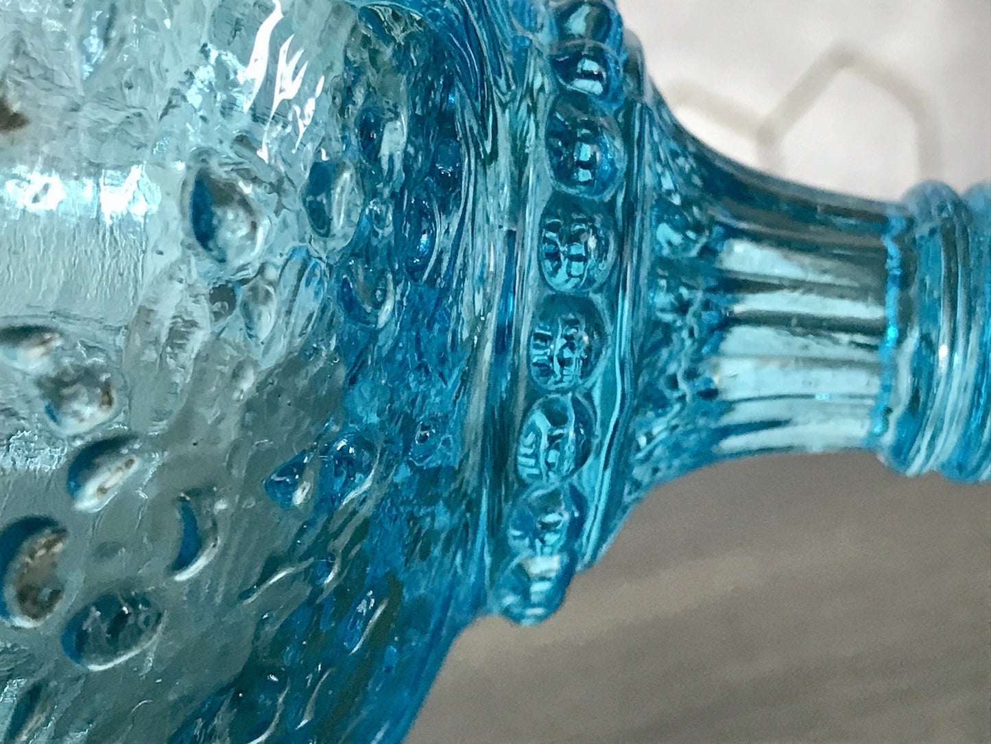 Antik Jugendstil Art Déco Pressglas Glas Fußschale Schale Zuckerschale Blau