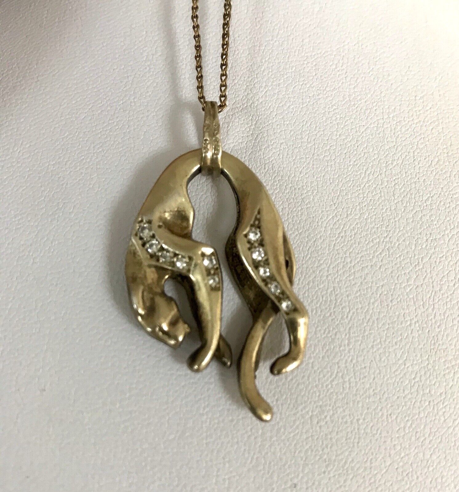 Vintage Edel groß Anhänger 925 Silber Super Design vergoldet hängender Panther
