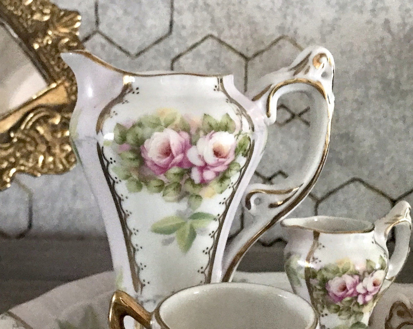 Replik Puppenservice Porzellan Kaffeeservice Geschirr Miniatur MO Othengrafen