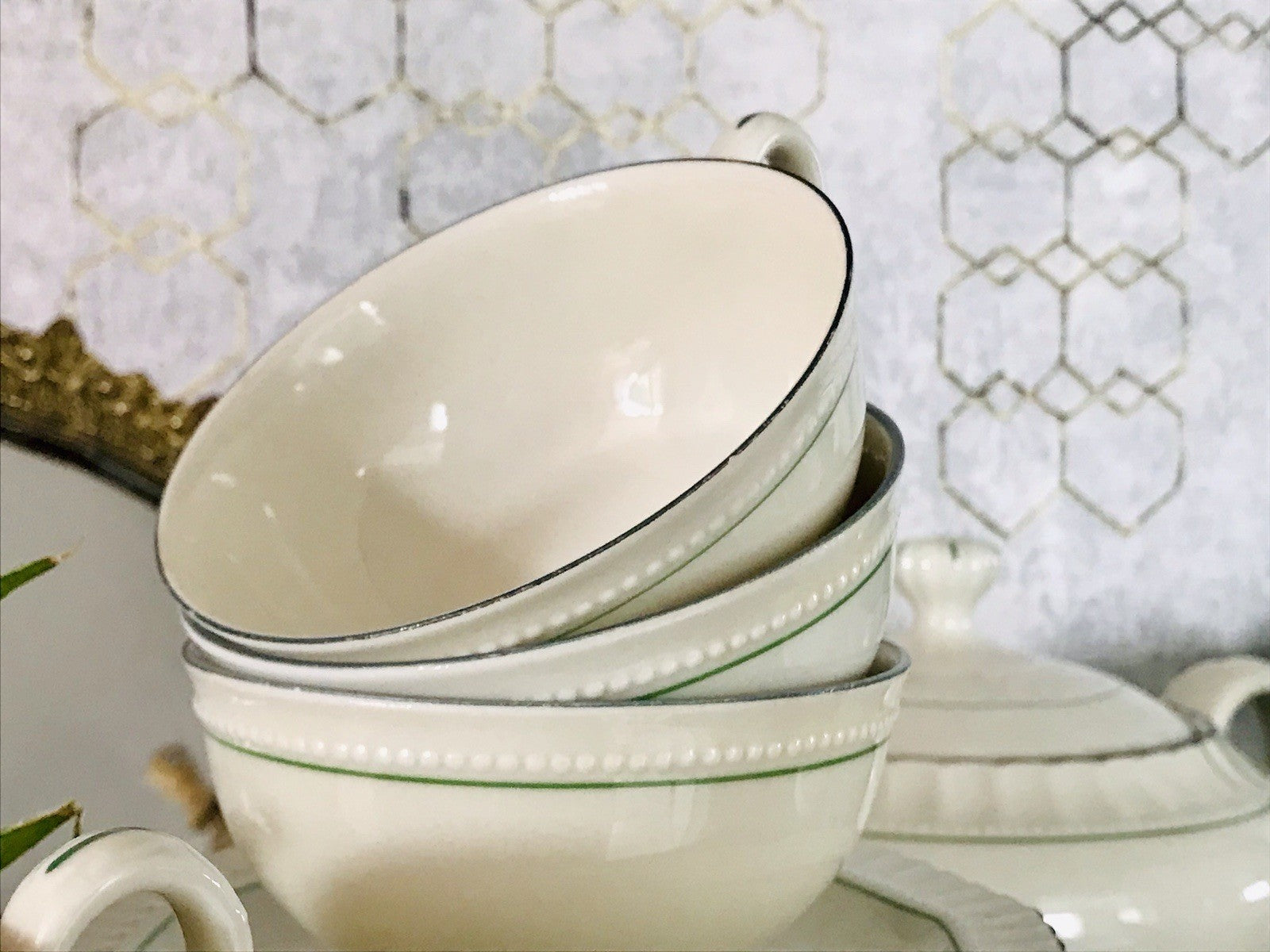 Antik Edel Art Déco Porzellan Kaffeeservice 8 Pers. SCHÖN Schlaggenwald Böhmen