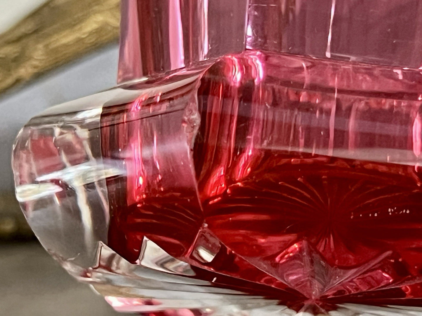Antik Fußbecher Rubinrot Becher Weinglas Ranftbecher Glas goldrubin