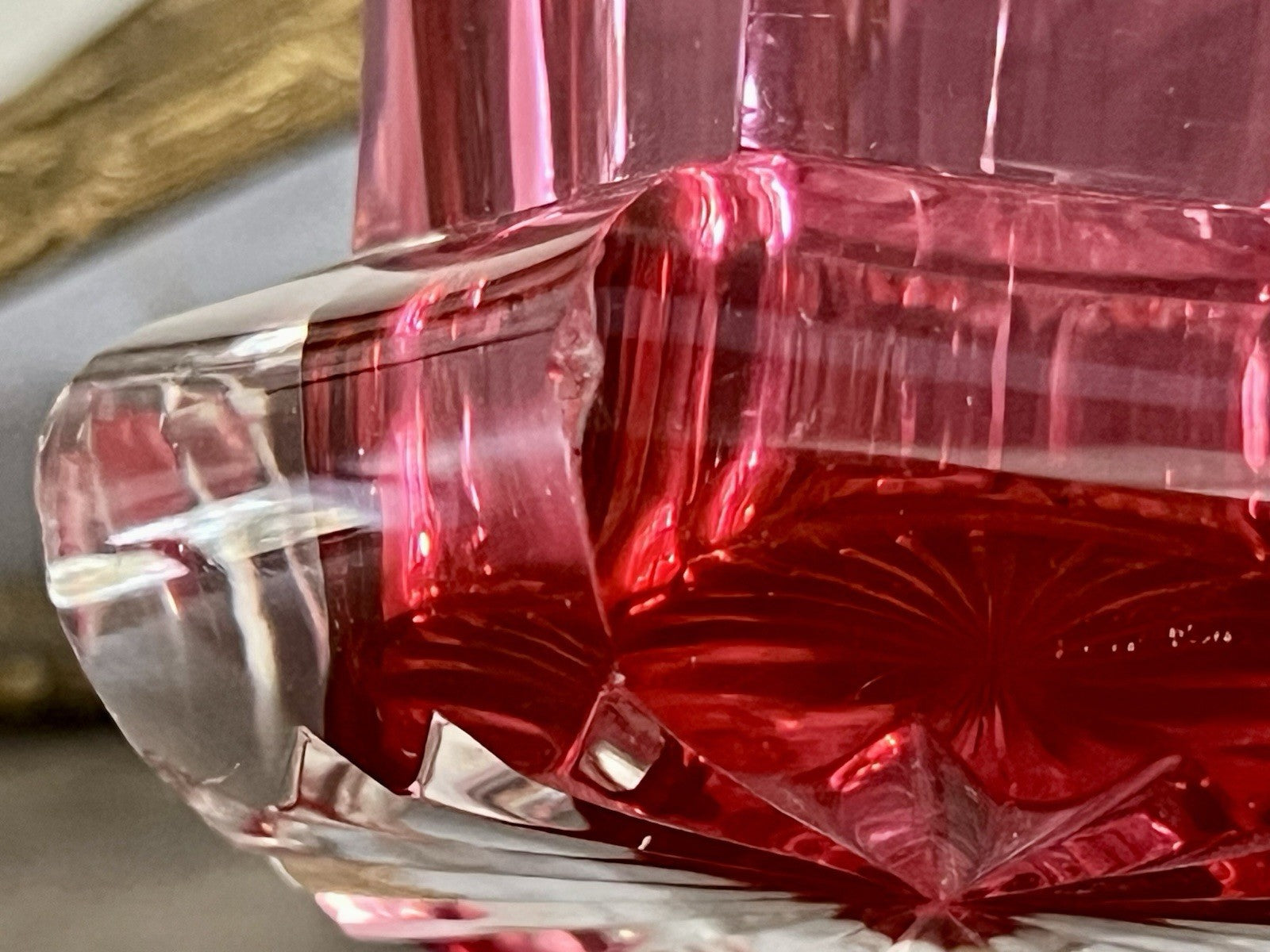Antik Fußbecher Rubinrot Becher Weinglas Ranftbecher Glas goldrubin