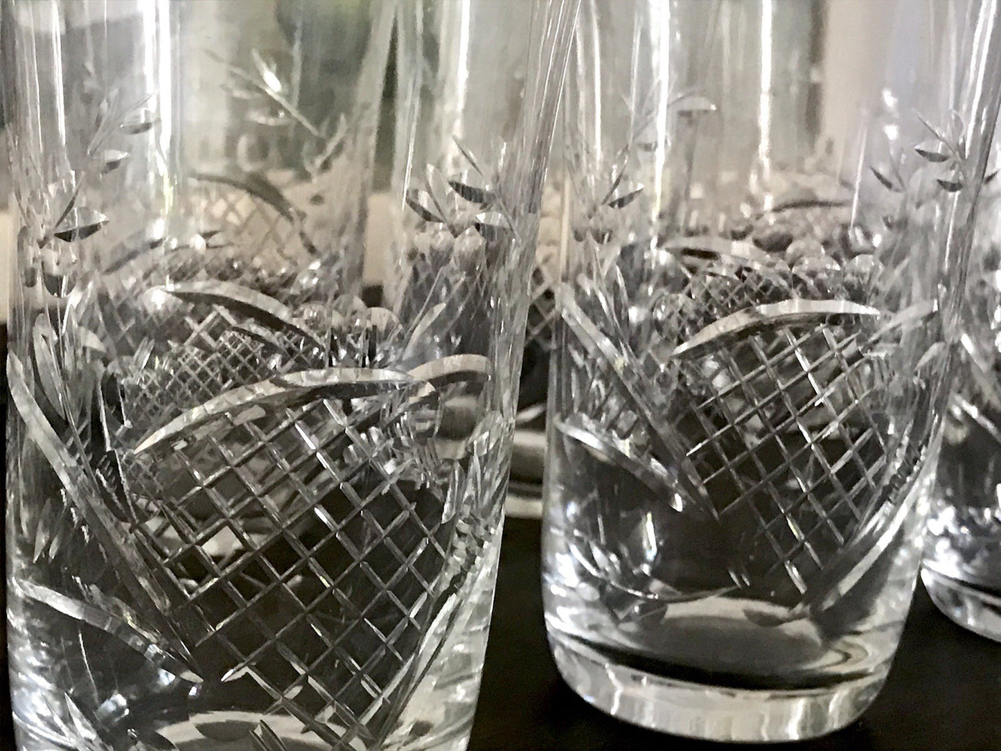 Antik Art Déco EDEL 10 Wassergläser Gläser  Becher Glas Kristallglas geschliffen