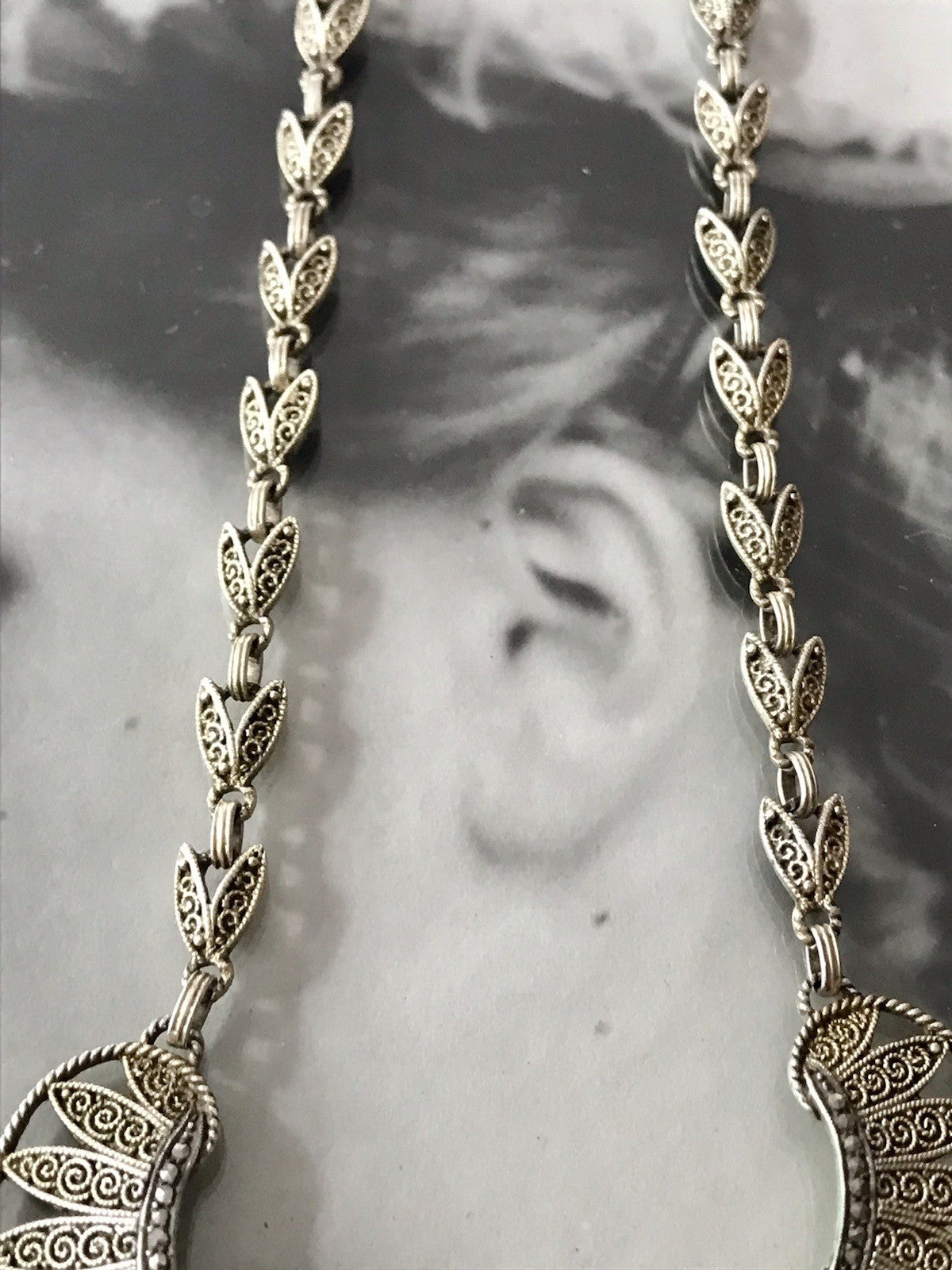Antik Theodor Fahrner Designer Collier 925 Silber vergoldet Markasite Halskette