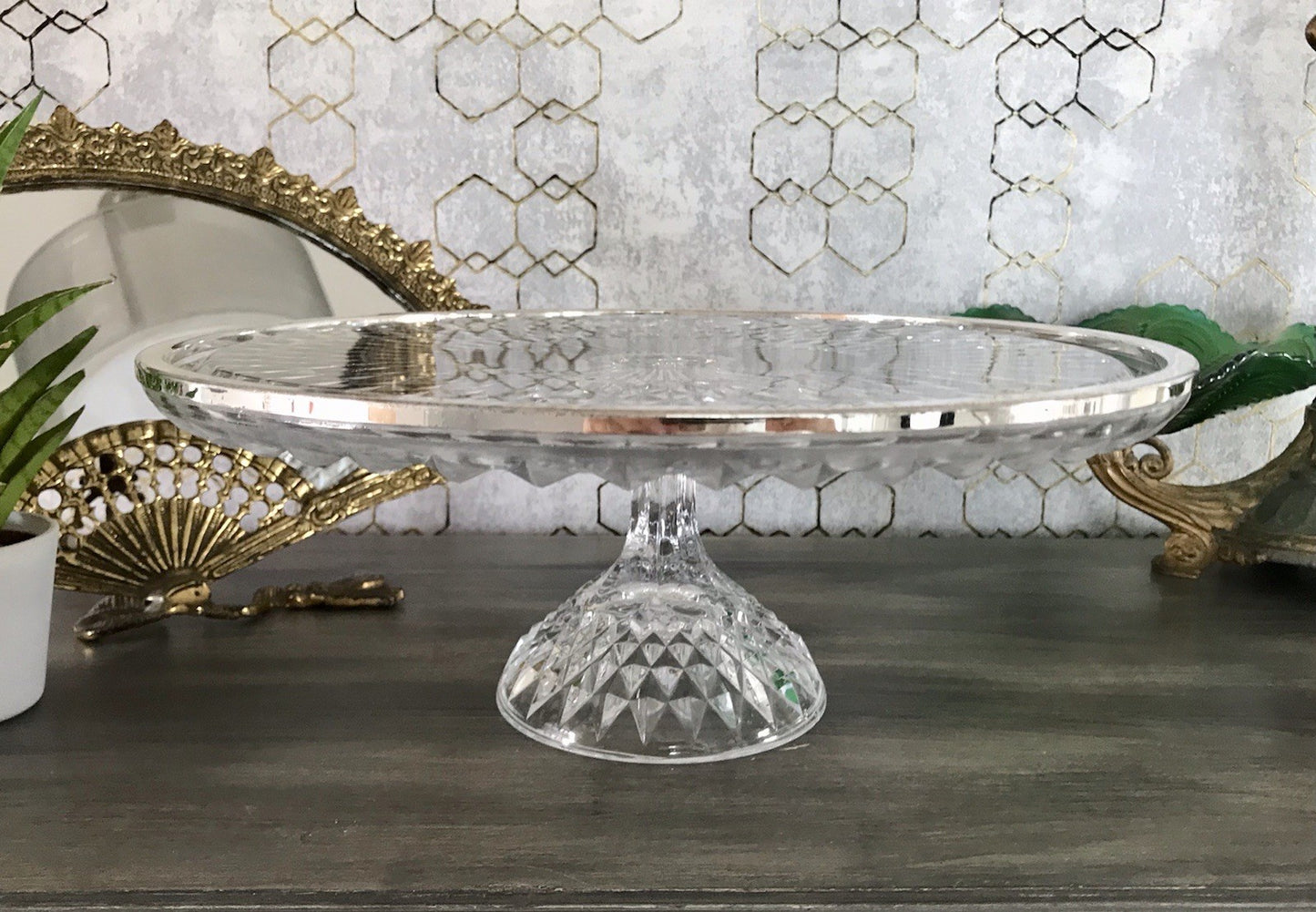 Vintage WMF Tortenständer Tortenplatte Glas Kristallglas Bleikristall Diadem