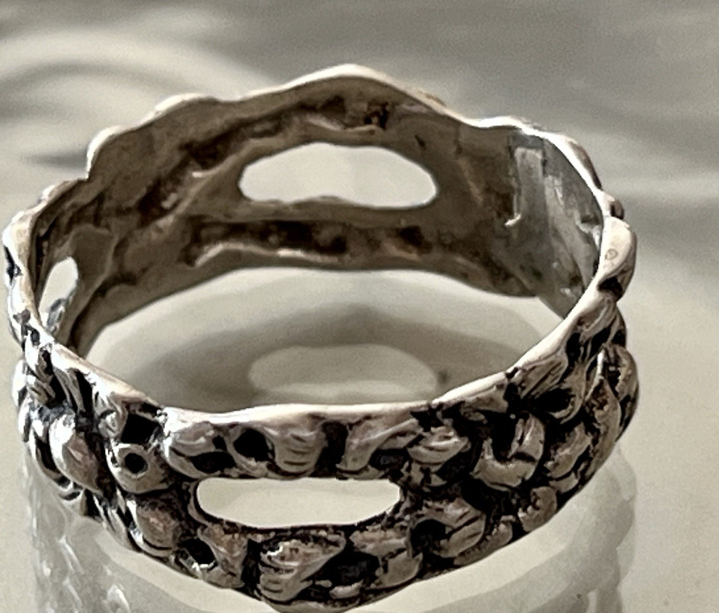 Antik Jugendstil Art Déco Bandring RING 800 Silber Gr.66 67 Durchbruchmuster