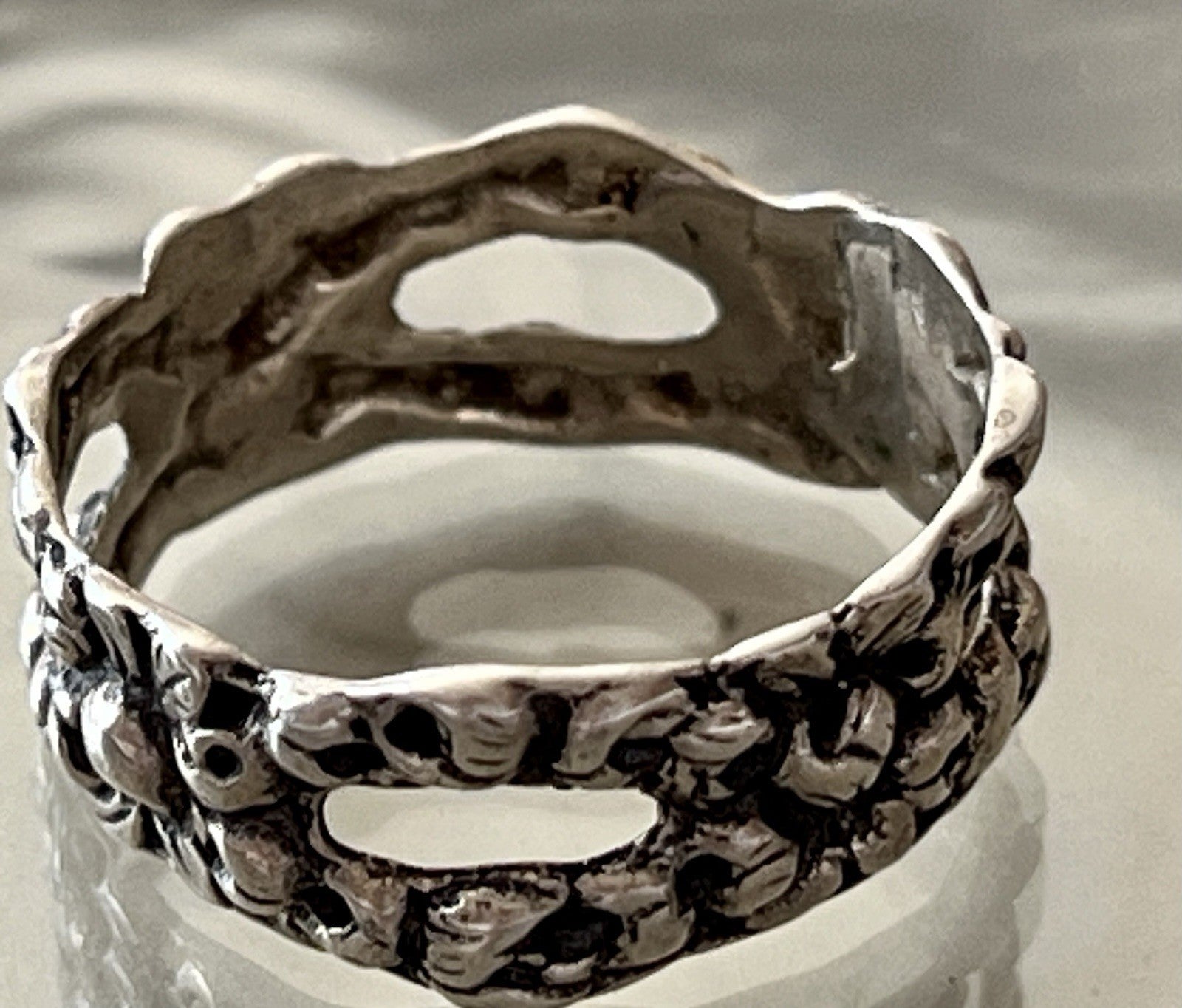 Antik Jugendstil Art Déco Bandring RING 800 Silber Gr.66 67 Durchbruchmuster