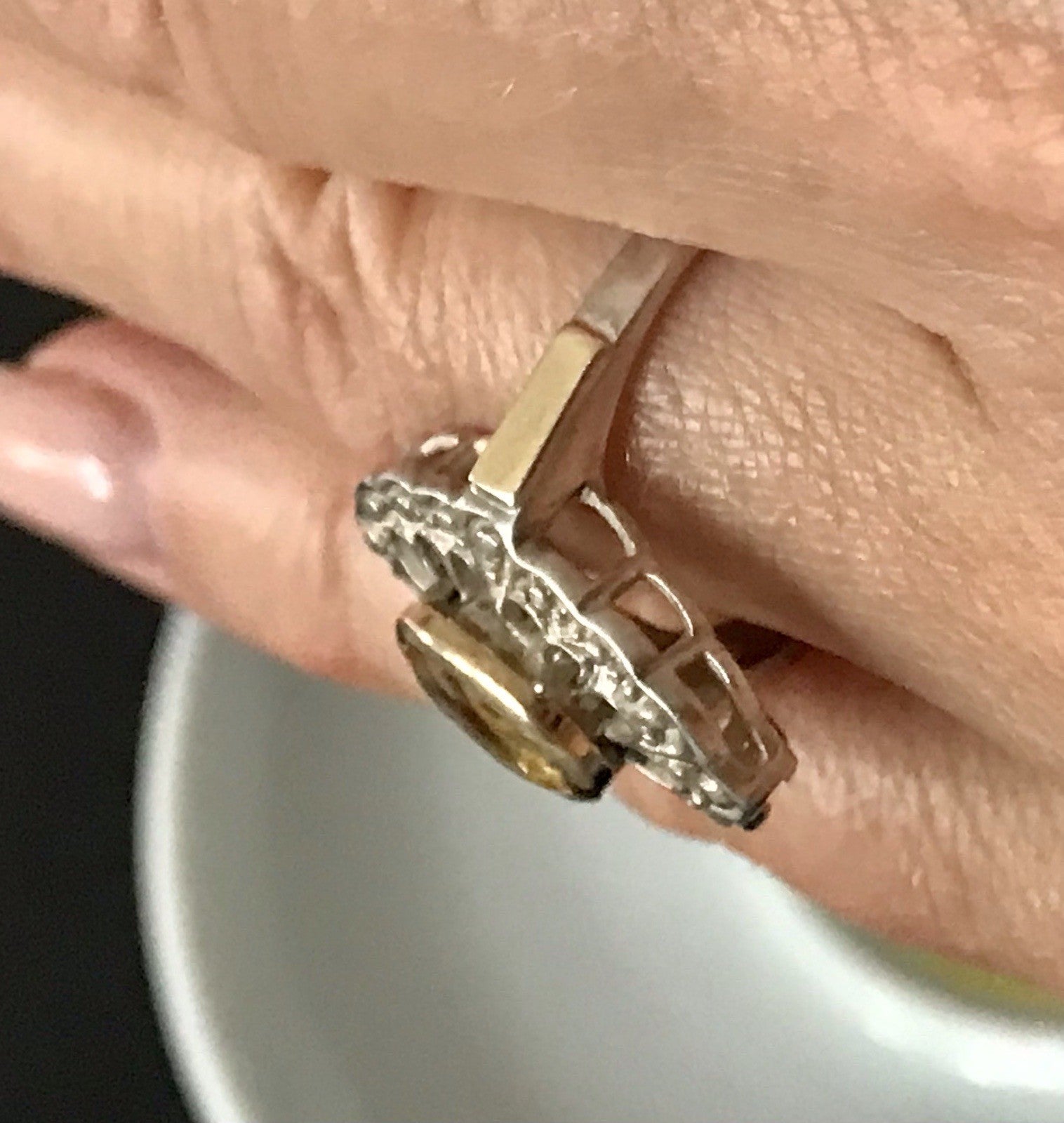 Antik Jugendstil Edel Damen Ring Citrin? Stein Silber 925~ Gr.60/61