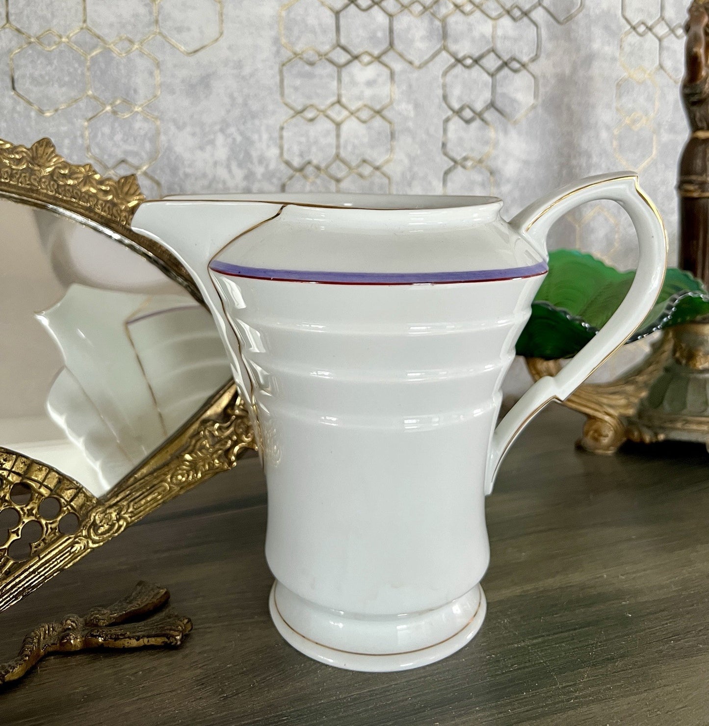 Antik Art Déco Porzellan Kanne Krug Wasserkanne Eschenbach Bauhaus