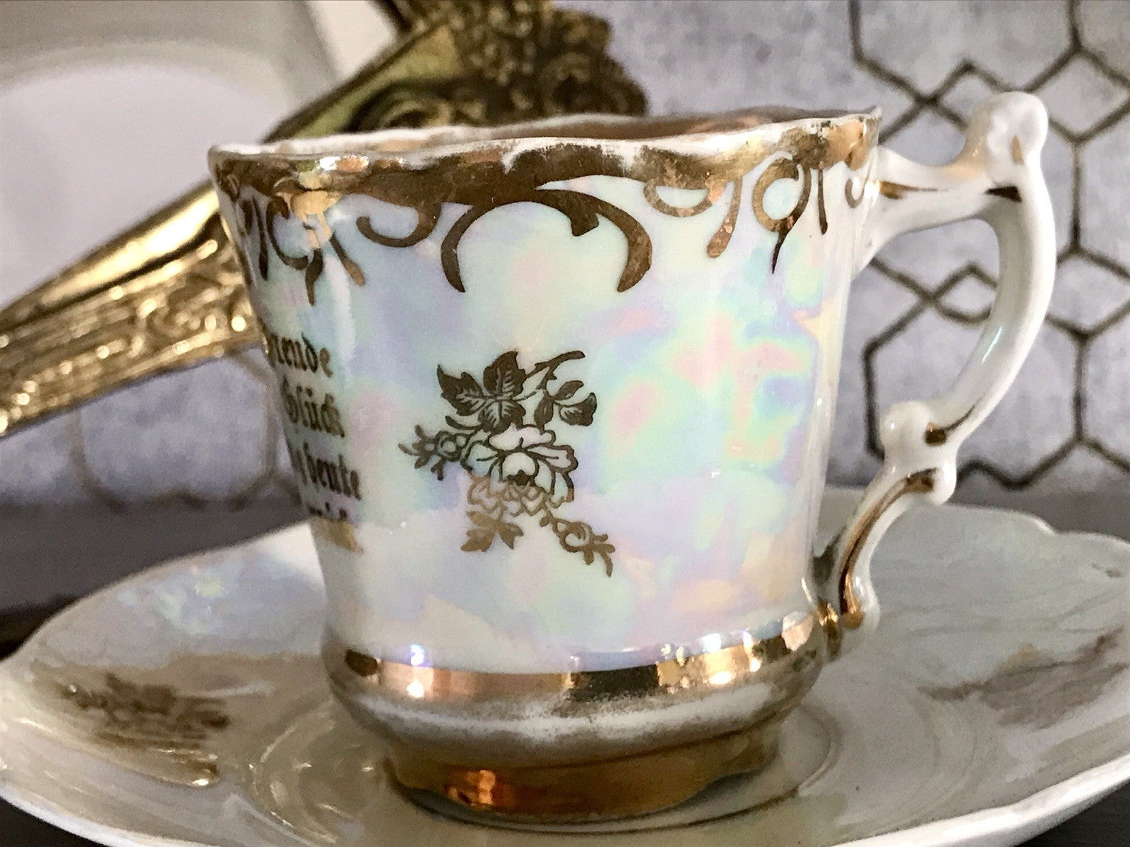 Antik Porzellan Andenken Becher Gedeck Sammeltasse Tasse Geburtstag Kind