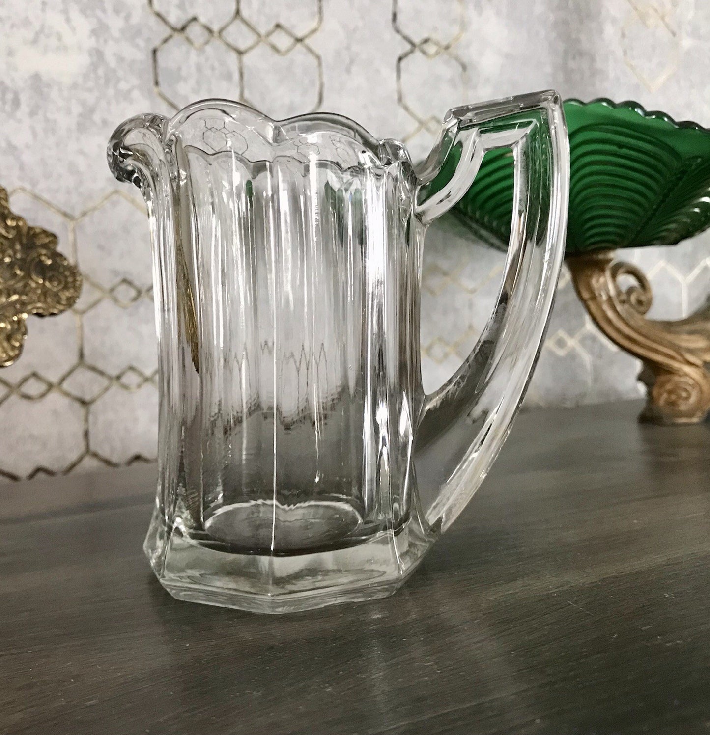 Antik Pressglas Sahnegießer Kännchen Chippendale