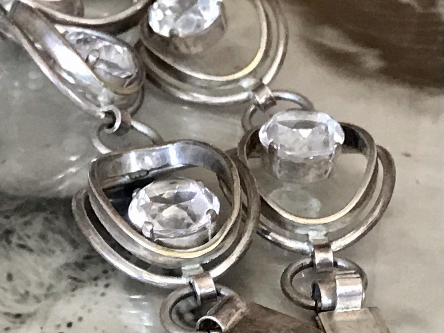 Alt Vintage 60er Armband 835 Silber  farblose Steine wunderschön!