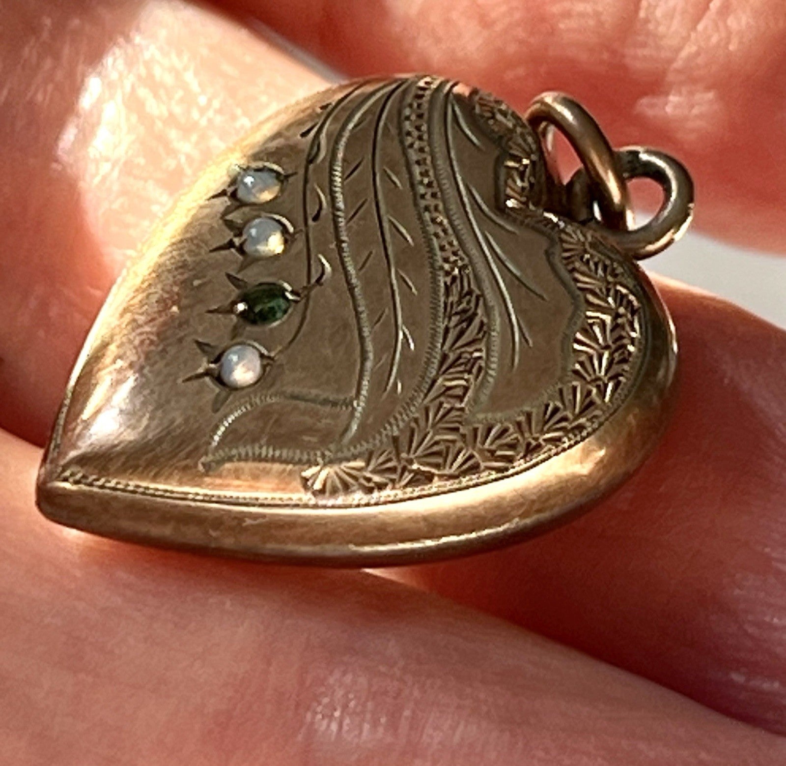 Antik Herz Kettenanhänger Anhänger Schaumgold? Walzgold? gold Doublè? Opale?