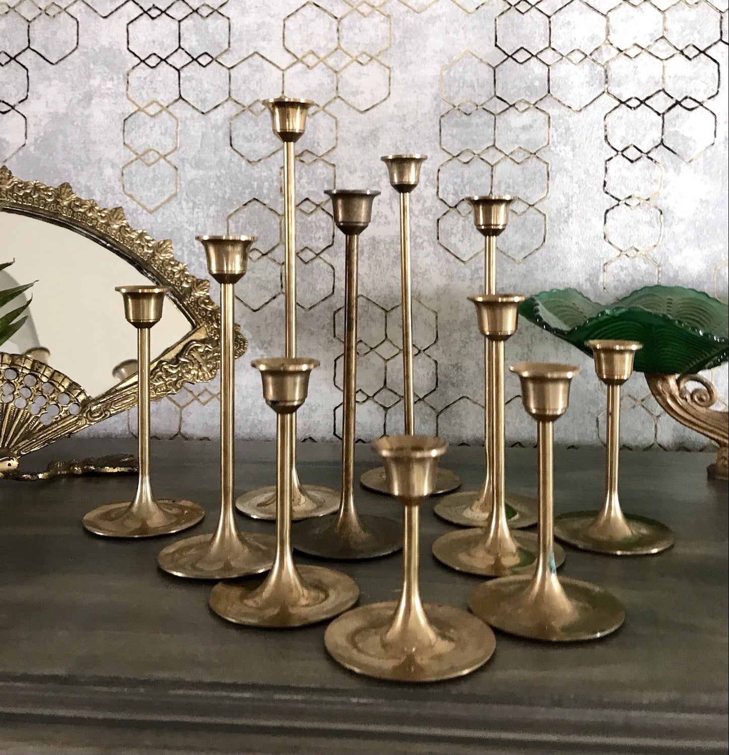 Vintage Alt 11 Kerzenständer Kerzenhalter Messing Leuchter Tulpen 6 Größen