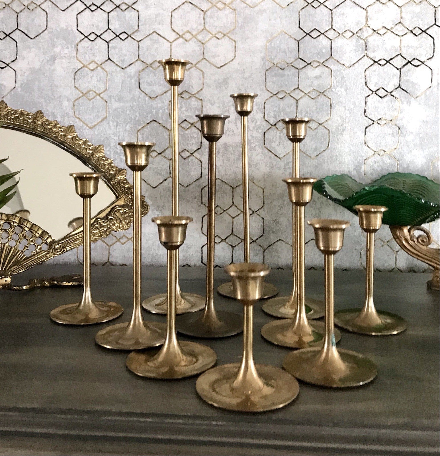 Vintage Alt 11 Kerzenständer Kerzenhalter Messing Leuchter Tulpen 6 Größen
