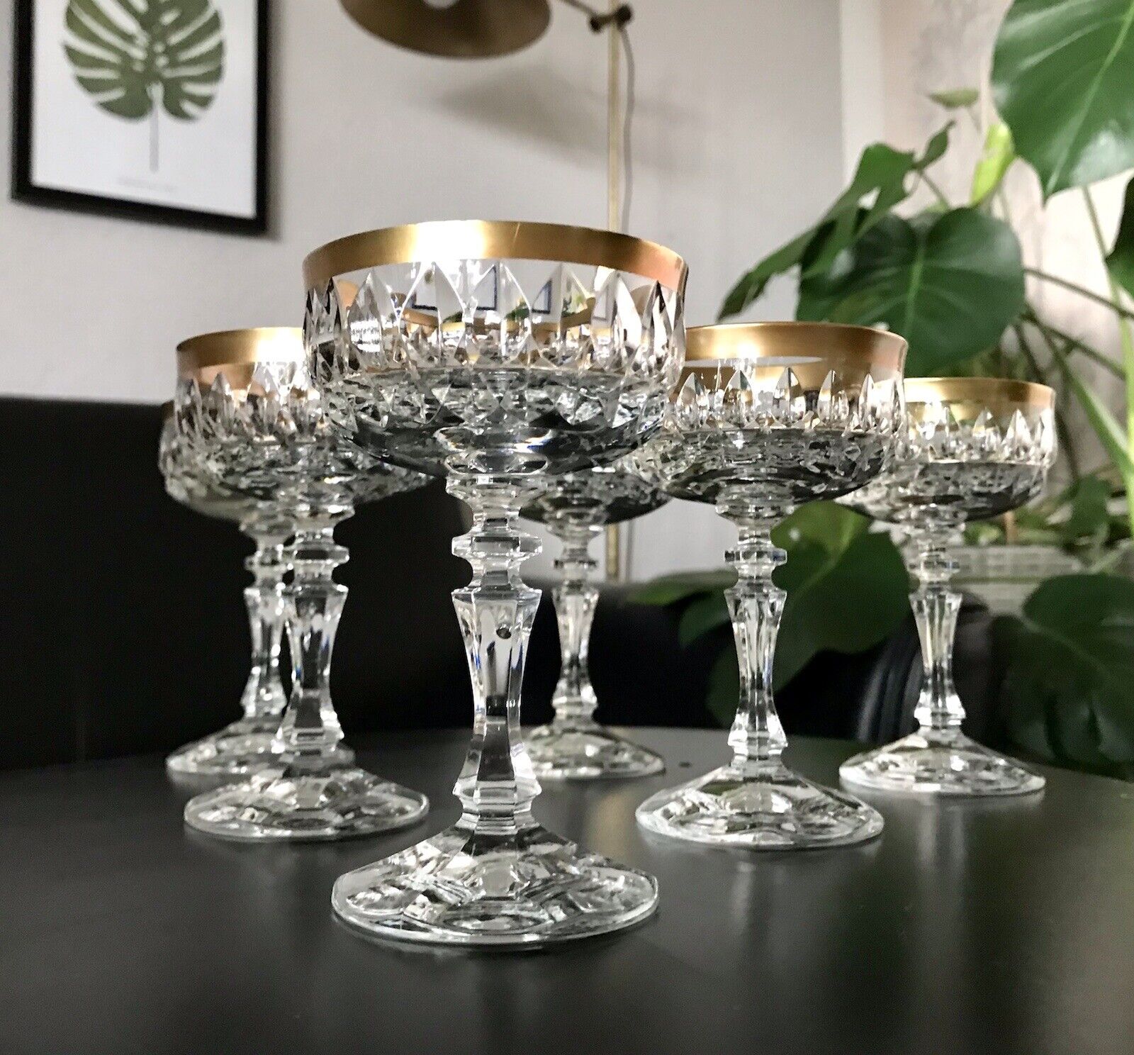 Vintage 12 EDEL Likörschalen Gläser Kristallglas Likörgläser Goldrand