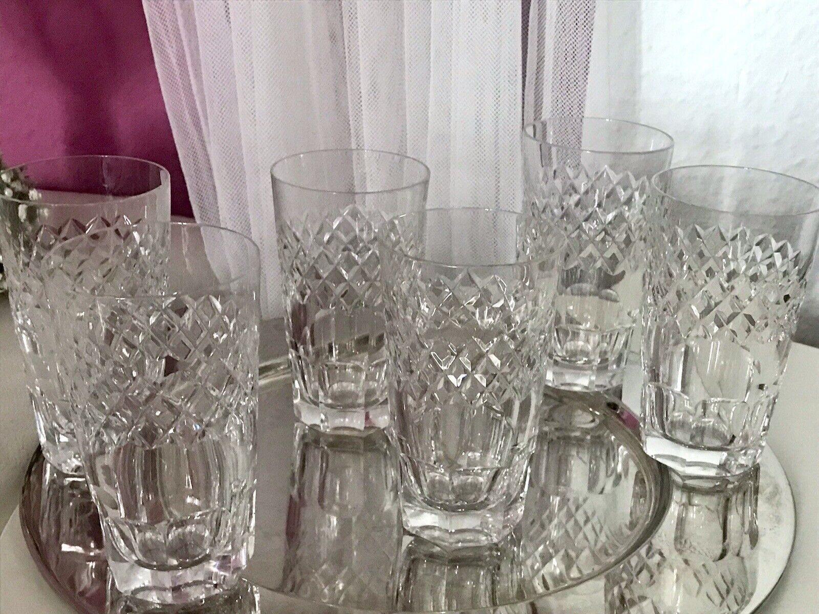 Vintage SEHR EDEL 6x Wassergläser Gläser  Becher Kristallglas schön kantiger Fuß