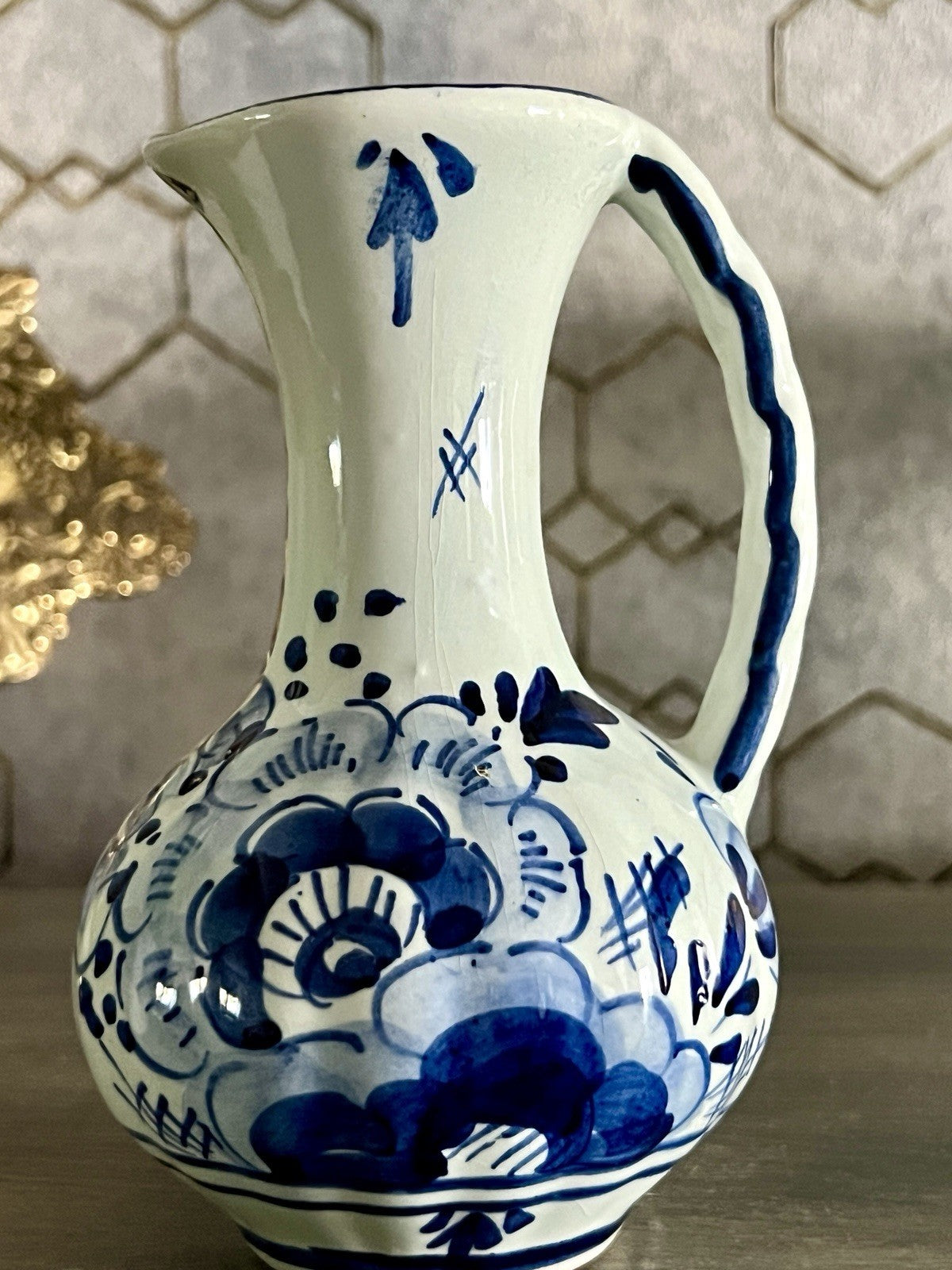 Vintage Fayence Keramik kleine Vase handbemalt Delfter Keramik Holland