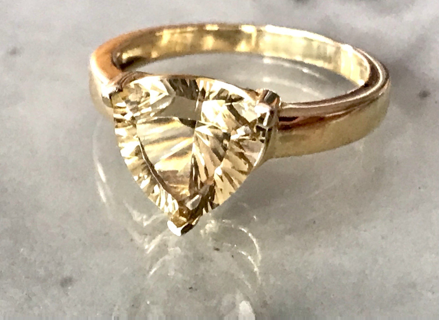 Vintage Ring Citrin? gelber Stein 925 Silber vergoldet Gr.57 18,1