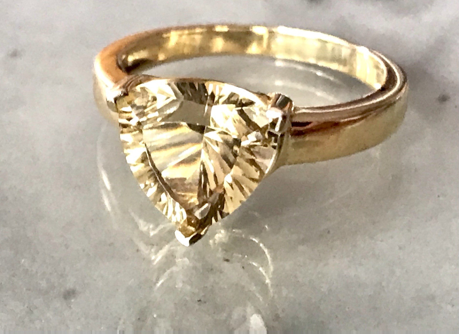 Vintage Ring Citrin? gelber Stein 925 Silber vergoldet Gr.57 18,1