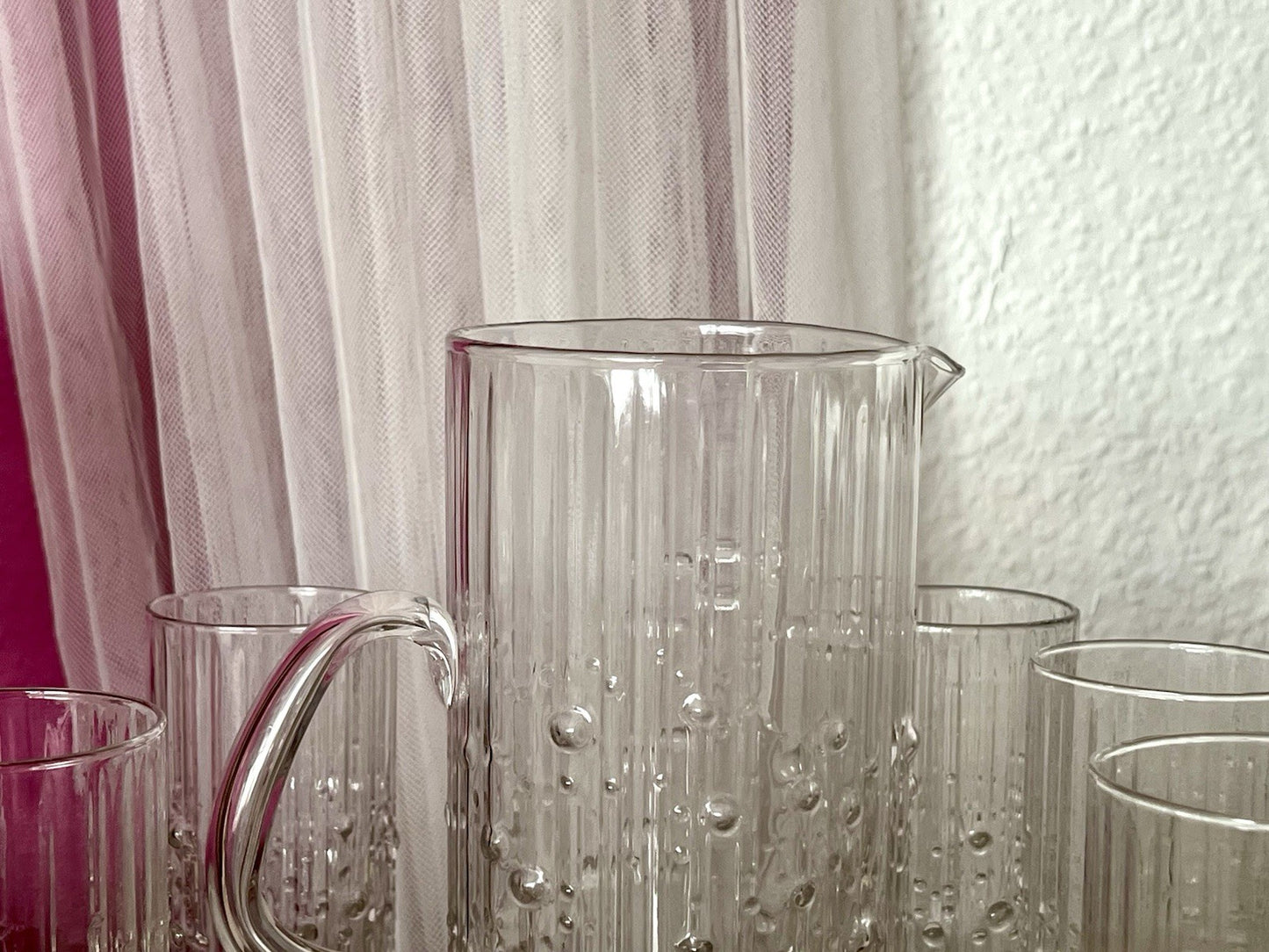 Vintage Tapio Wirkala Designer 60er Krug Kanne Karaffe 5 Gläser Becher Struktur