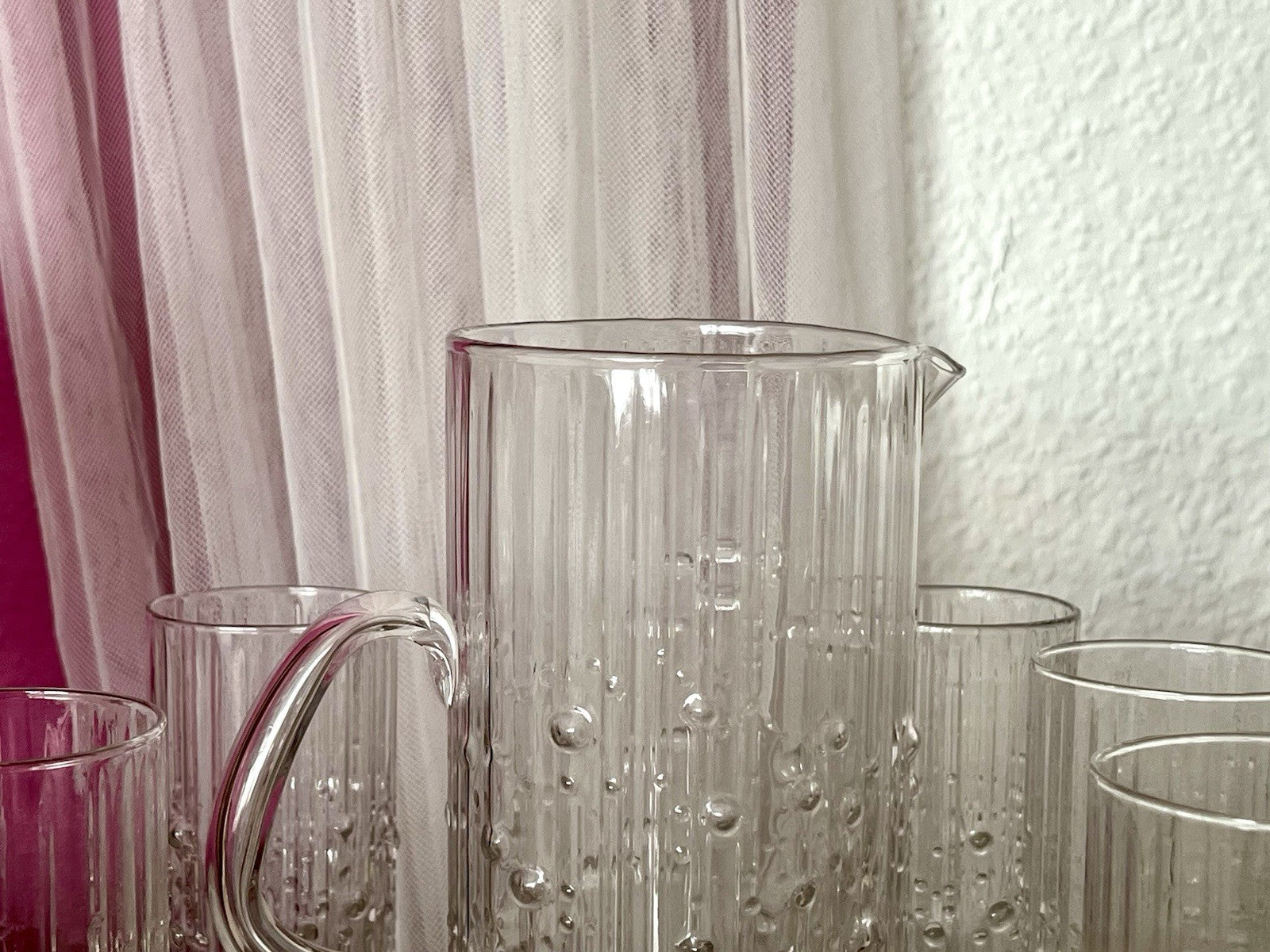 Vintage Tapio Wirkala Designer 60er Krug Kanne Karaffe 5 Gläser Becher Struktur