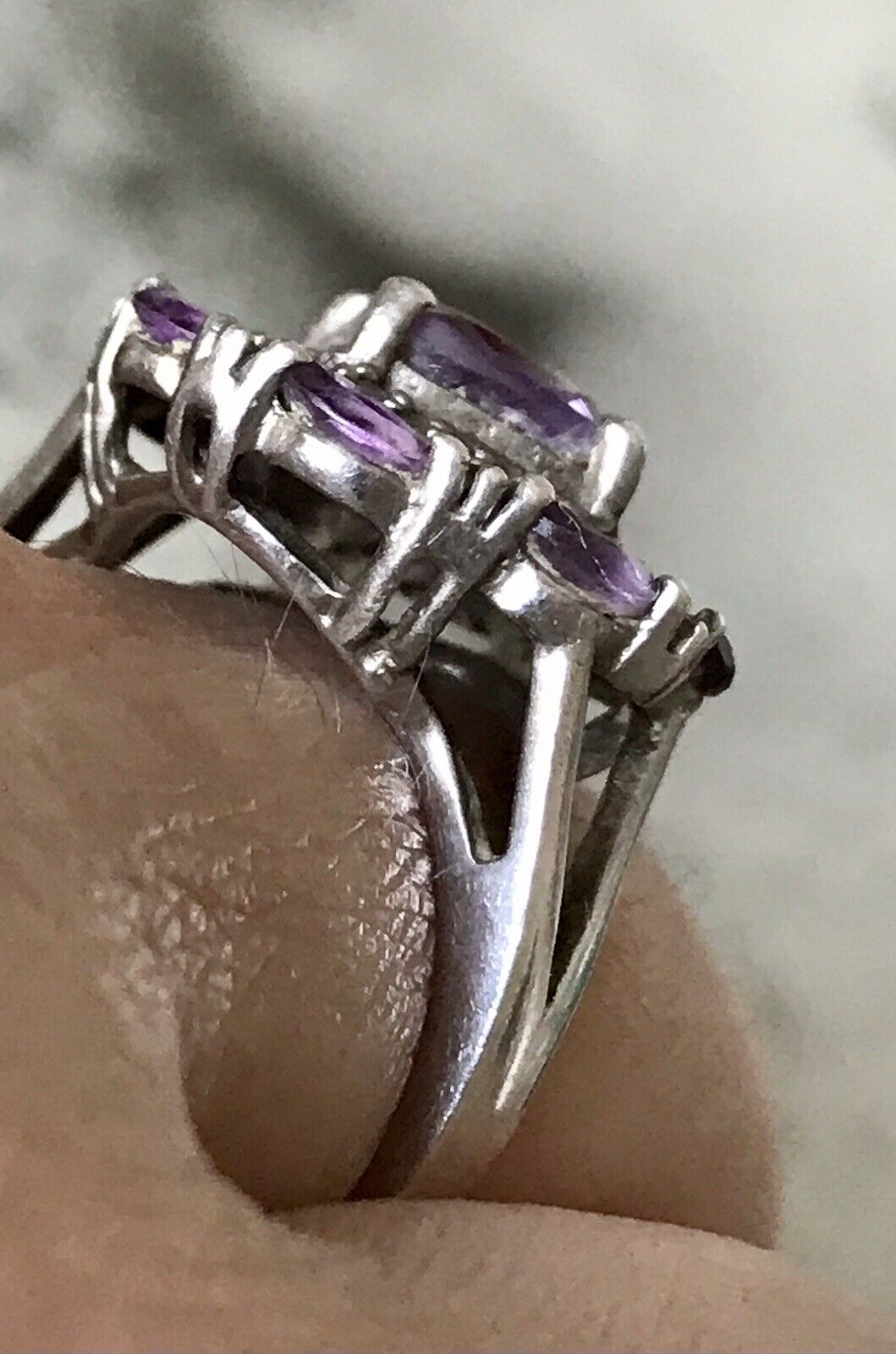 Antik Art Déco Edel DAMEN RING Silber 925 Amethyste Gr.57 58 18,1 18,5