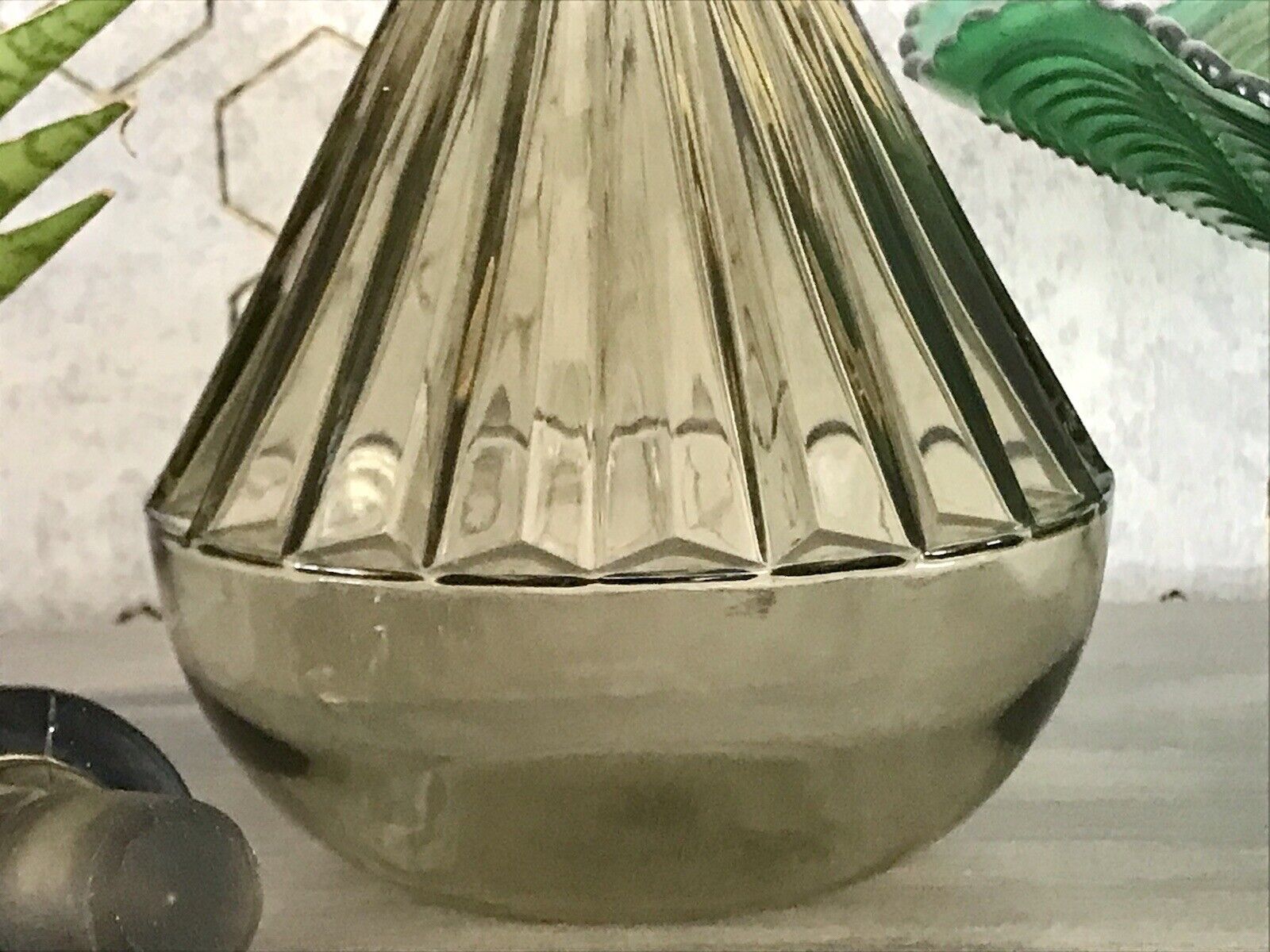 Antik Art Déco Bauhaus Glas Karaffe Dekanter Rauchglas wundervoll