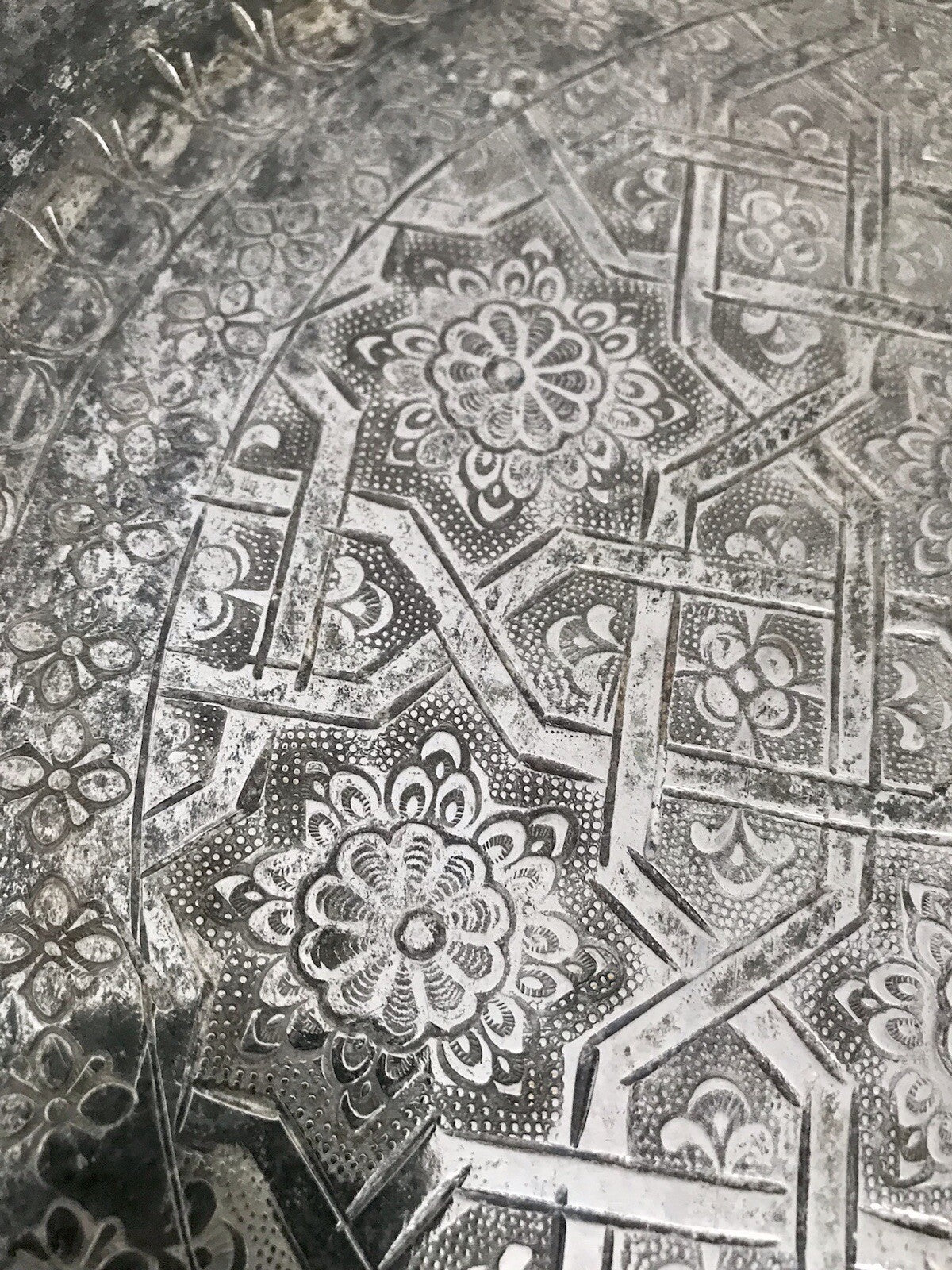 Vintage Tablett Teetablettt Serviertablett versilbert ziseliert Marokko