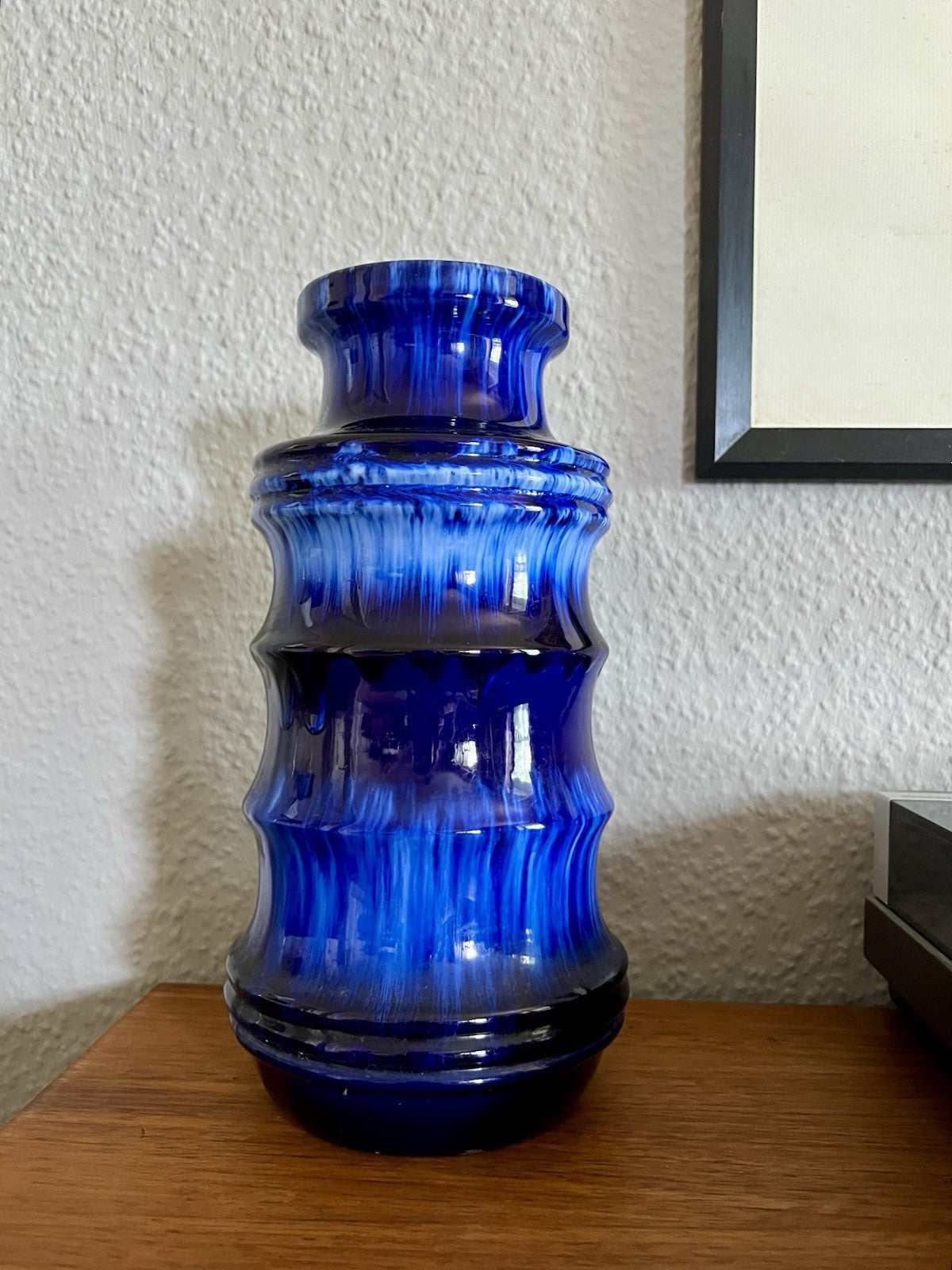 Vintage 60’s Vase Mid Century Keramik Scheurich Pagode 226 Fat Lava kobaltblau