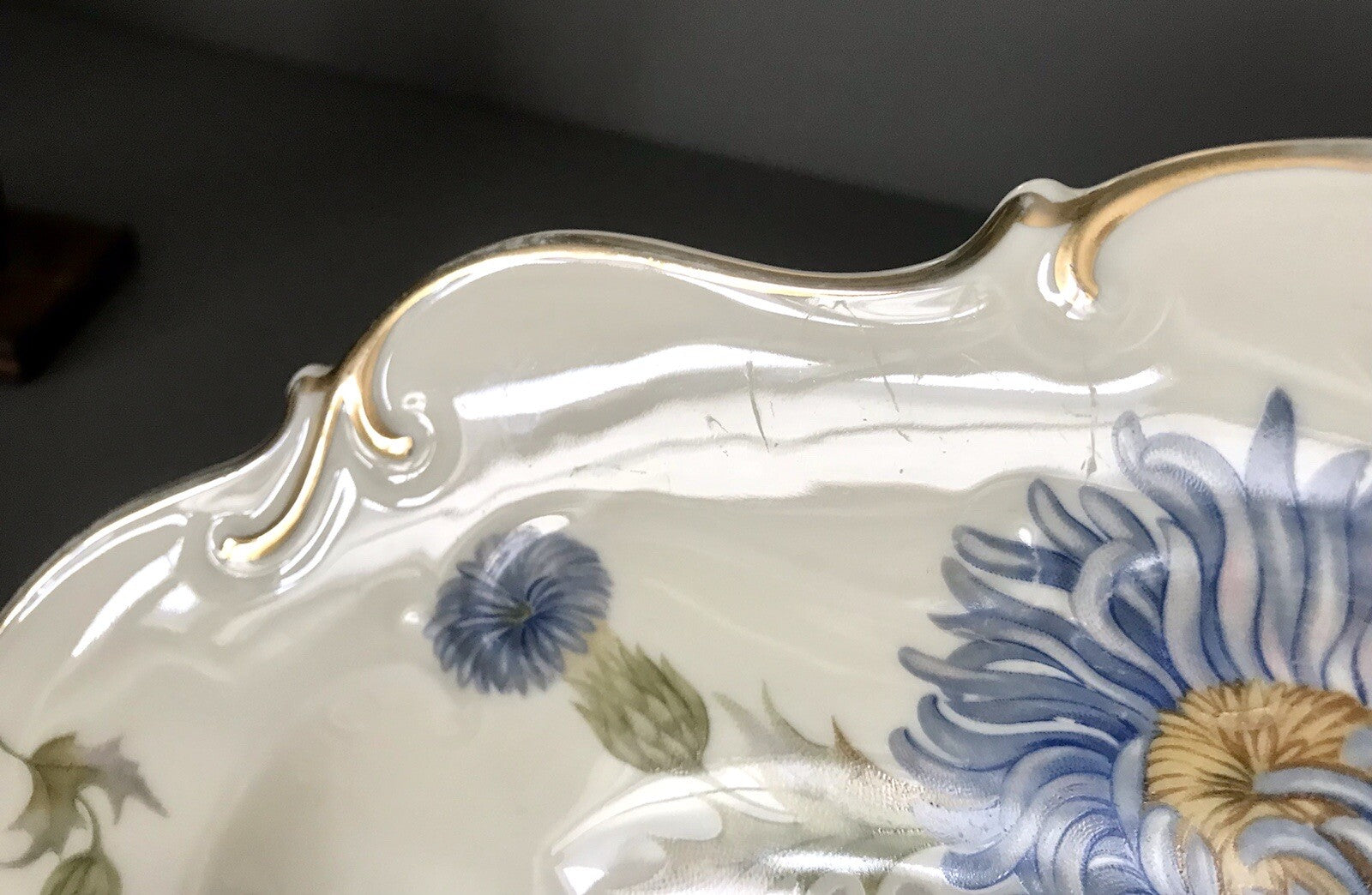 Antik Art Déco Porzellan Schale Zierschale Carstens Sorau Distel Ingrid
