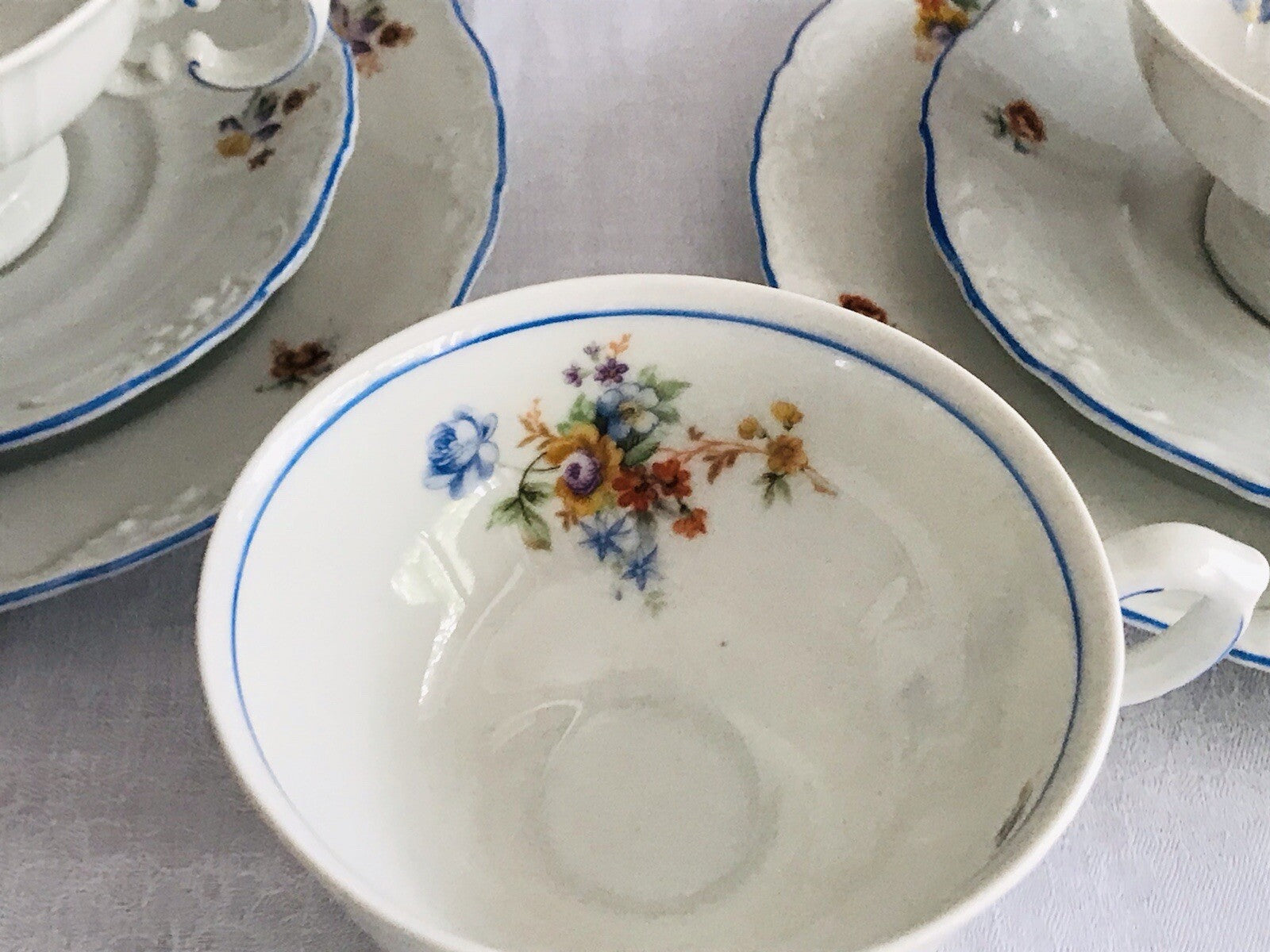 Antik spätes Art Déco Porzellan Kaffeeservice Stadtlengsfeld Rhön 1949-52