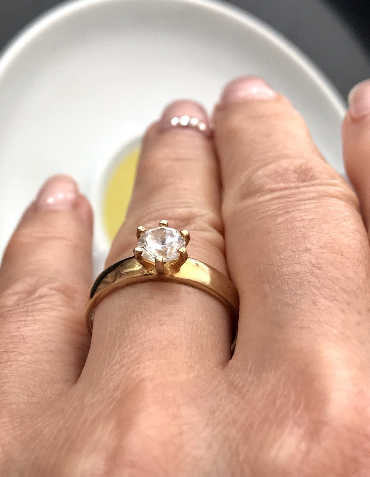 Vintage alt Damen Ring Silber 925 Gr.60 farbloser Stein Solitär 19,1 vergoldet