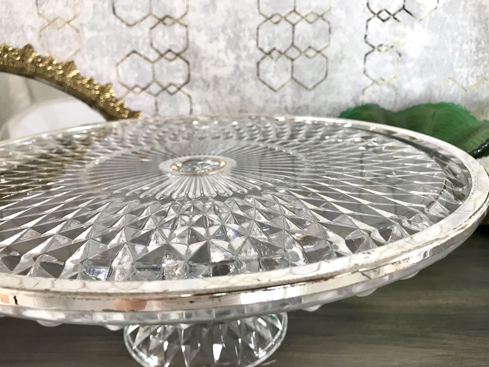 Vintage WMF Tortenständer Tortenplatte Glas Kristallglas Bleikristall Diadem