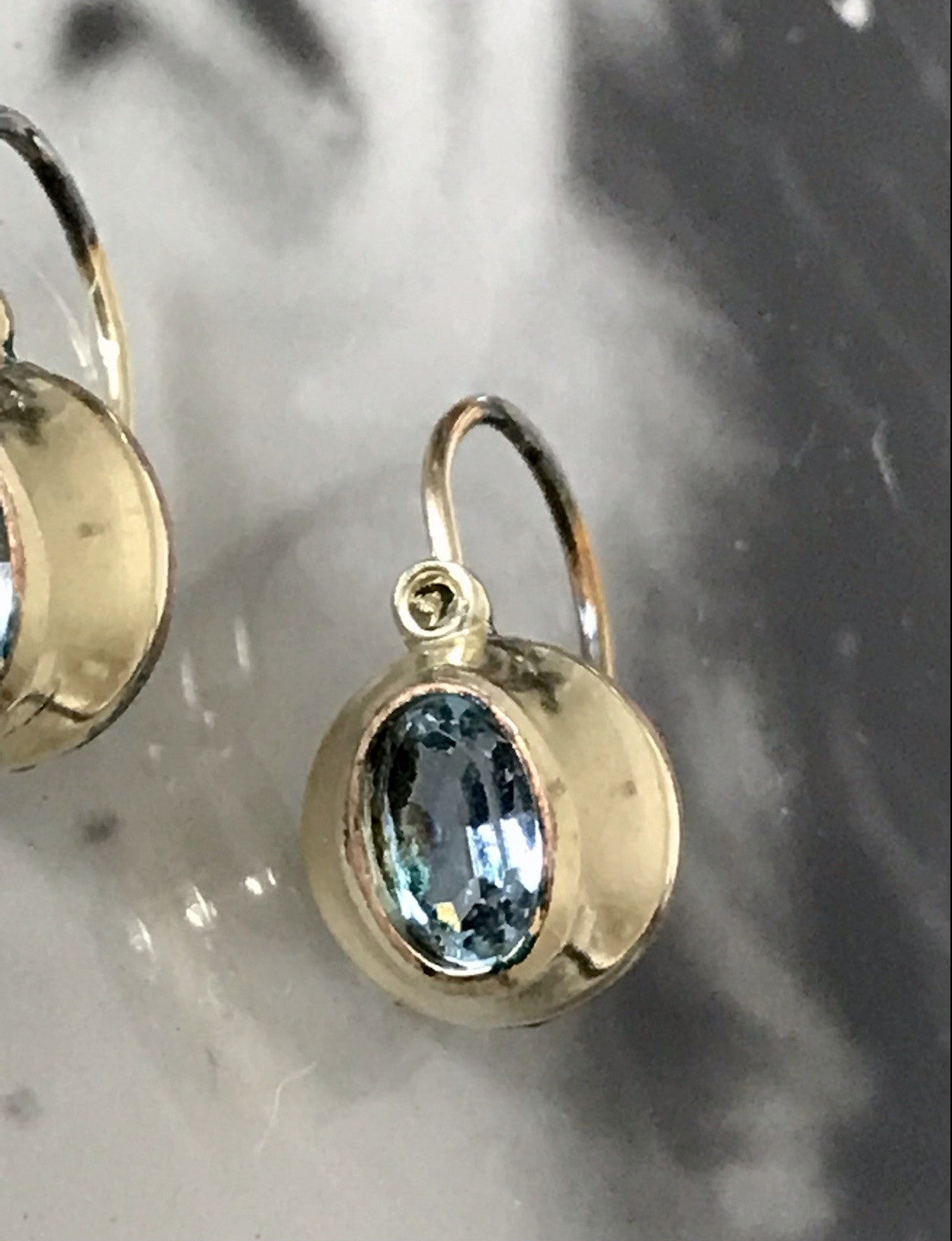 Vintage Damen Ohrringe Ohrhänger Ohrstecker blaue Steine Amerikan. Double K&L