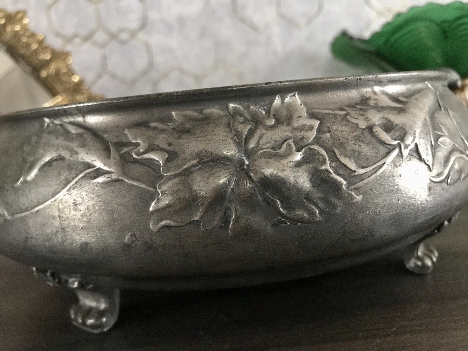 Antik Zinn Schale Hugo Leven Jugendstil ~1913 Kaiserzinn Jardiniere